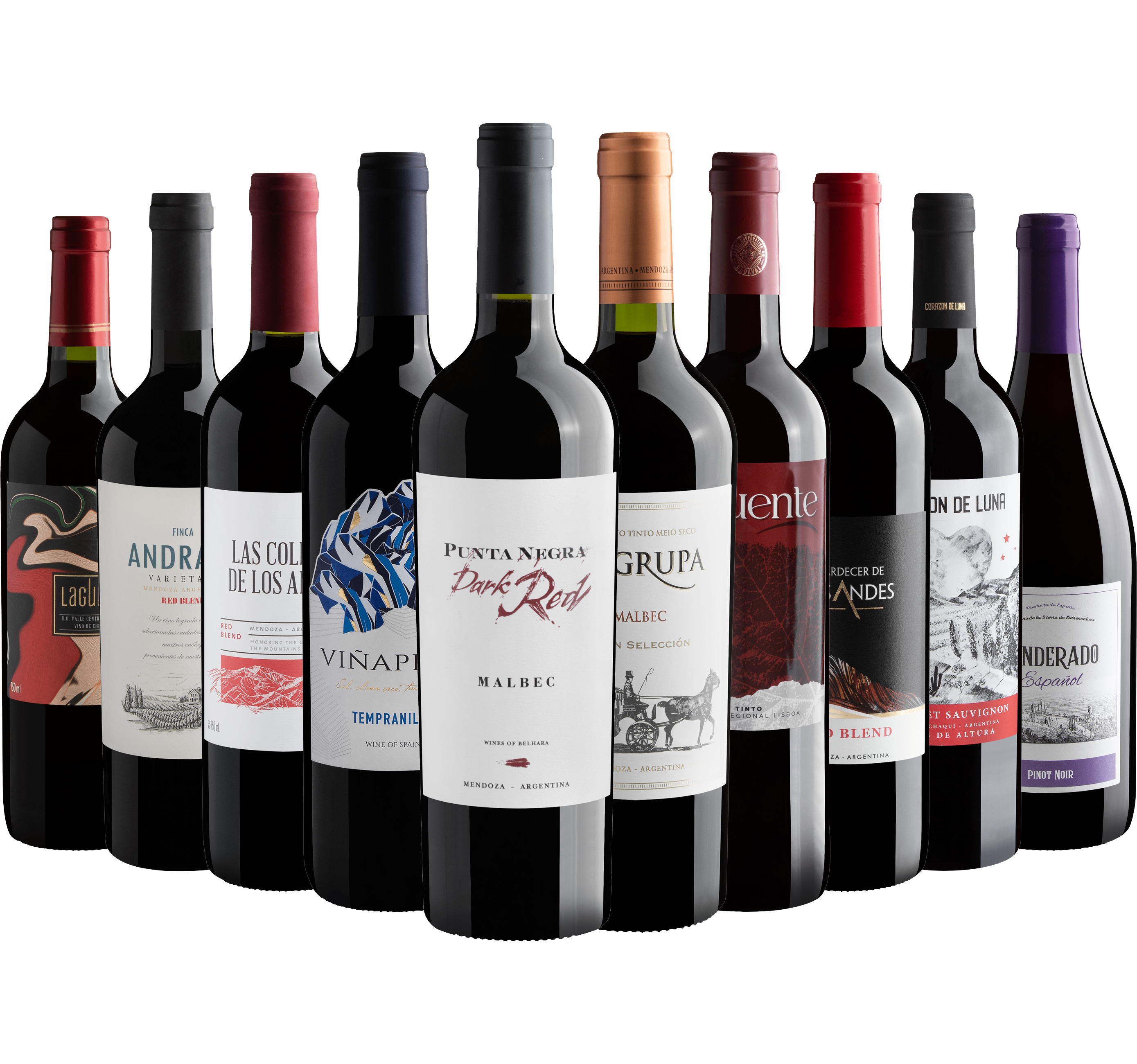 Kit 10 Vinhos com Punta Negra Dark Red Malbec por R$29,90 cada garrafa