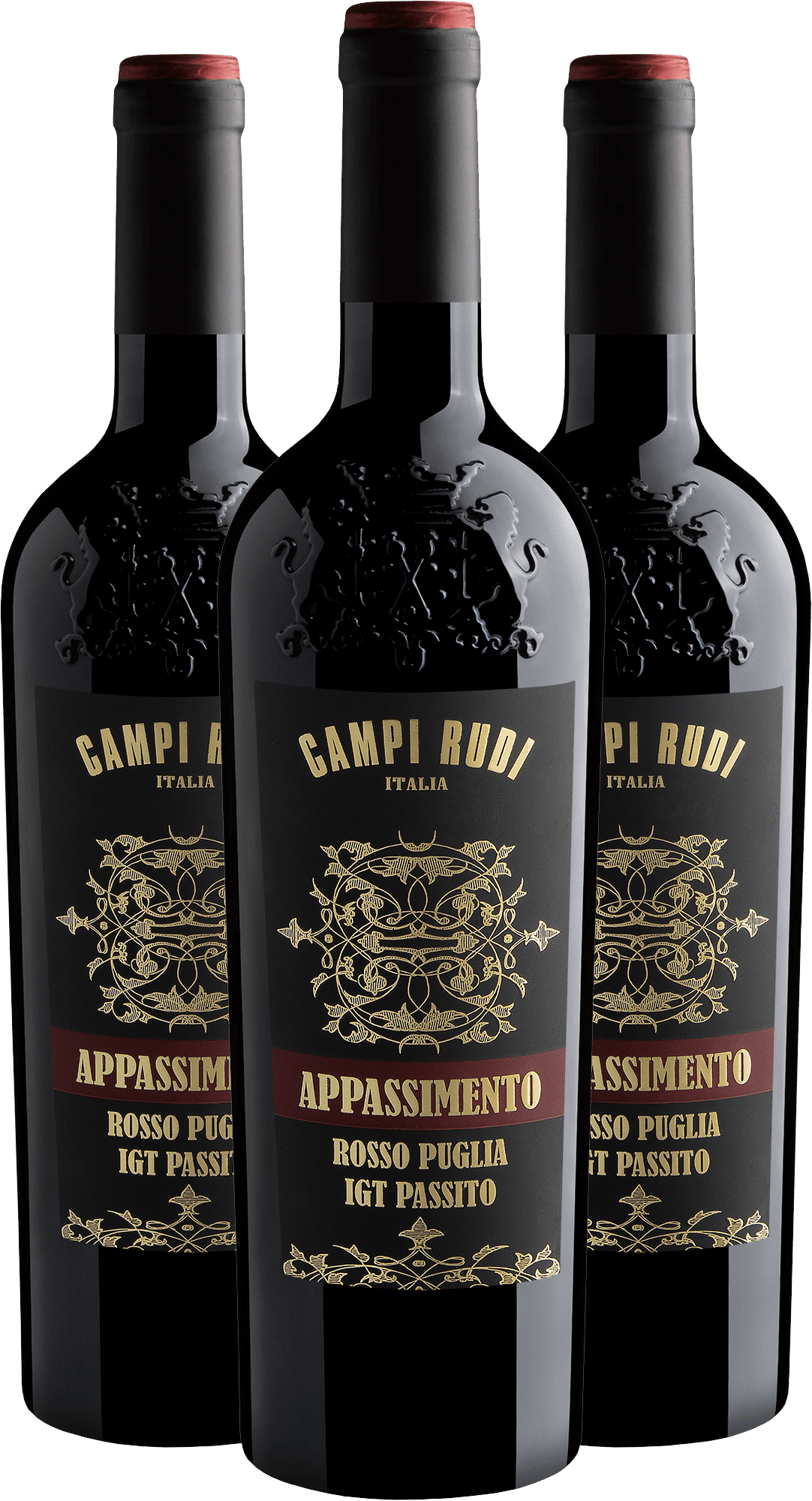 Kit 3 Campi Rudi Appassimento Rosso Passito Puglia IGT por R$89,90 cada garrafa