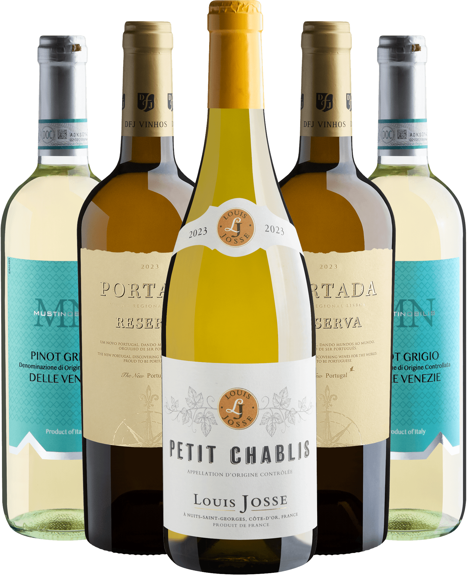 Kit 5 Vinhos Brancos Best Sellers por R$87,90 cada garrafa