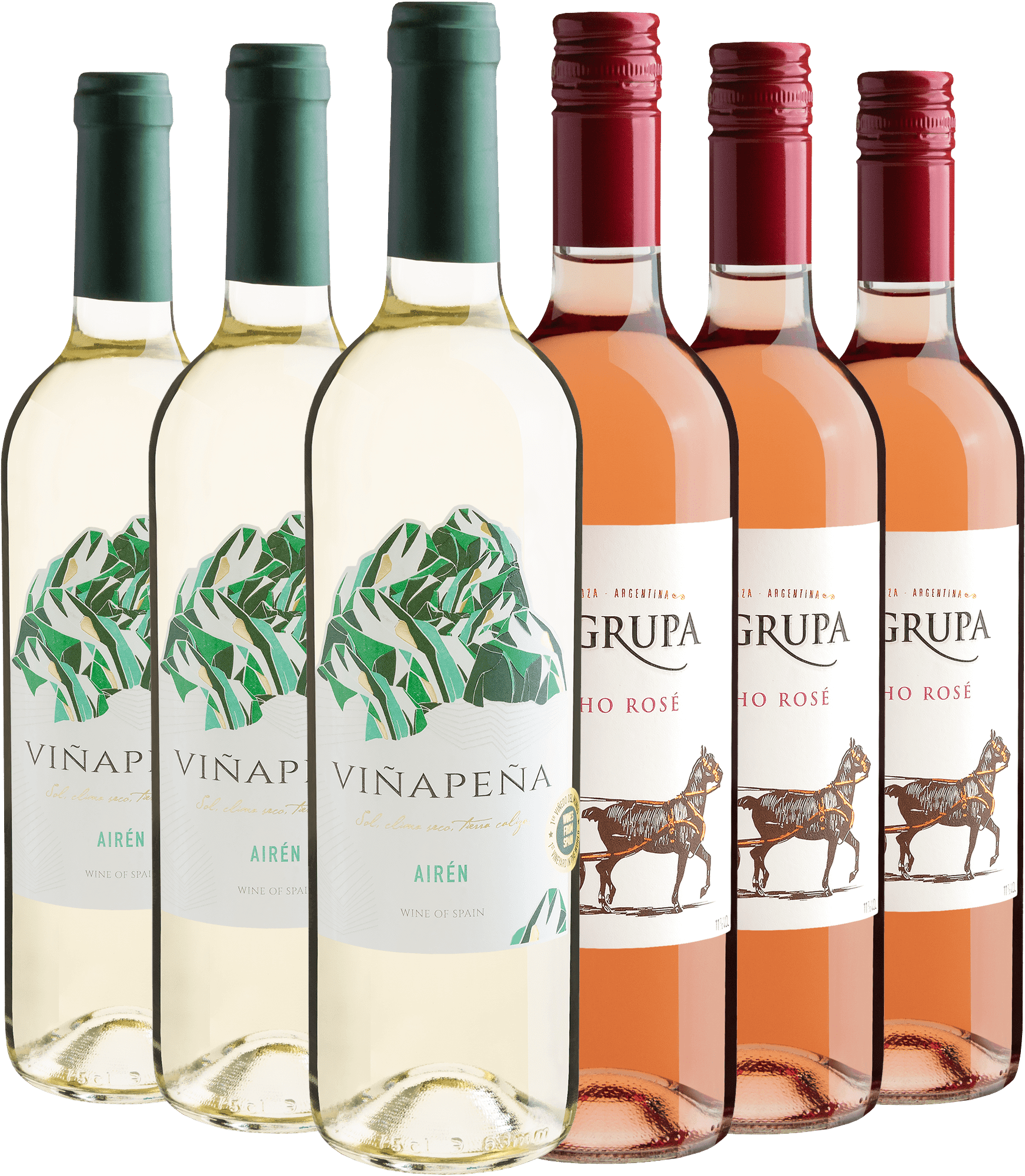 Kit 3 Viñapeña Airén + 3 La Grupa Rosé por R$29,90 cada garrafa 