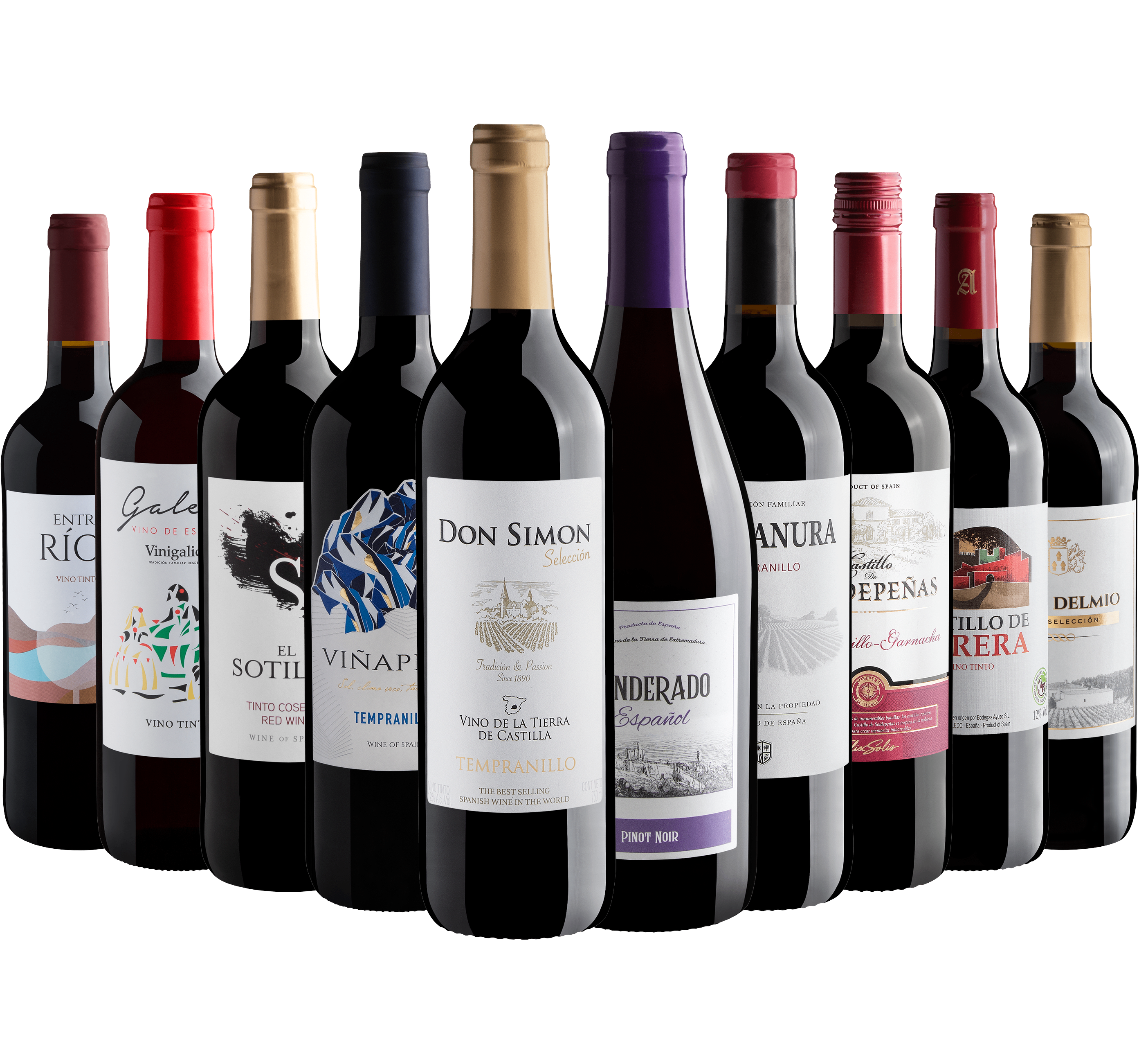 Kit 10 Vinhos Tintos Espanhóis por R$27,90 cada garrafa