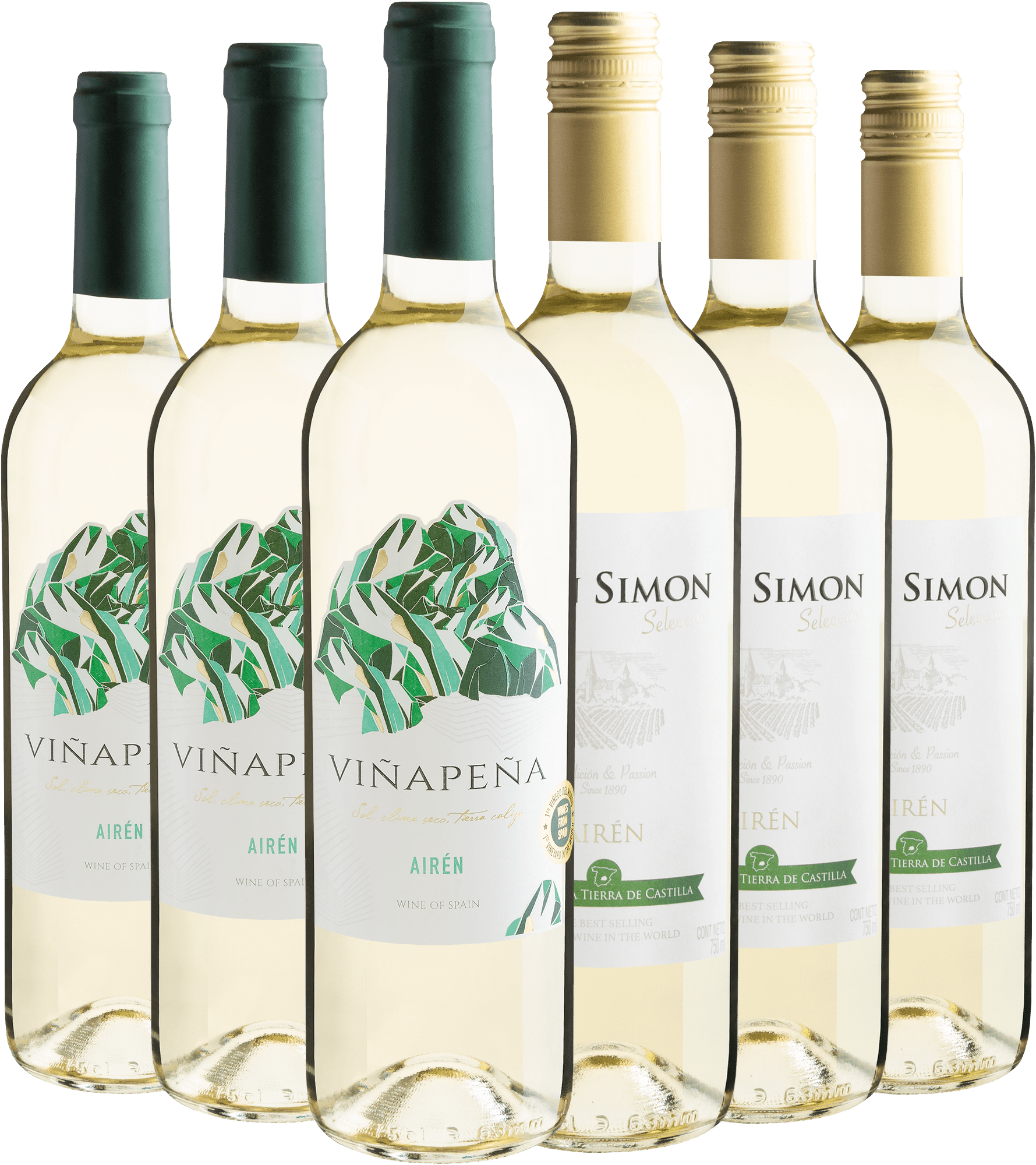 Kit 3 Viñapeña Airén + 3 Don Simon Selección Blanco por R$25,90 cada garrafa*
