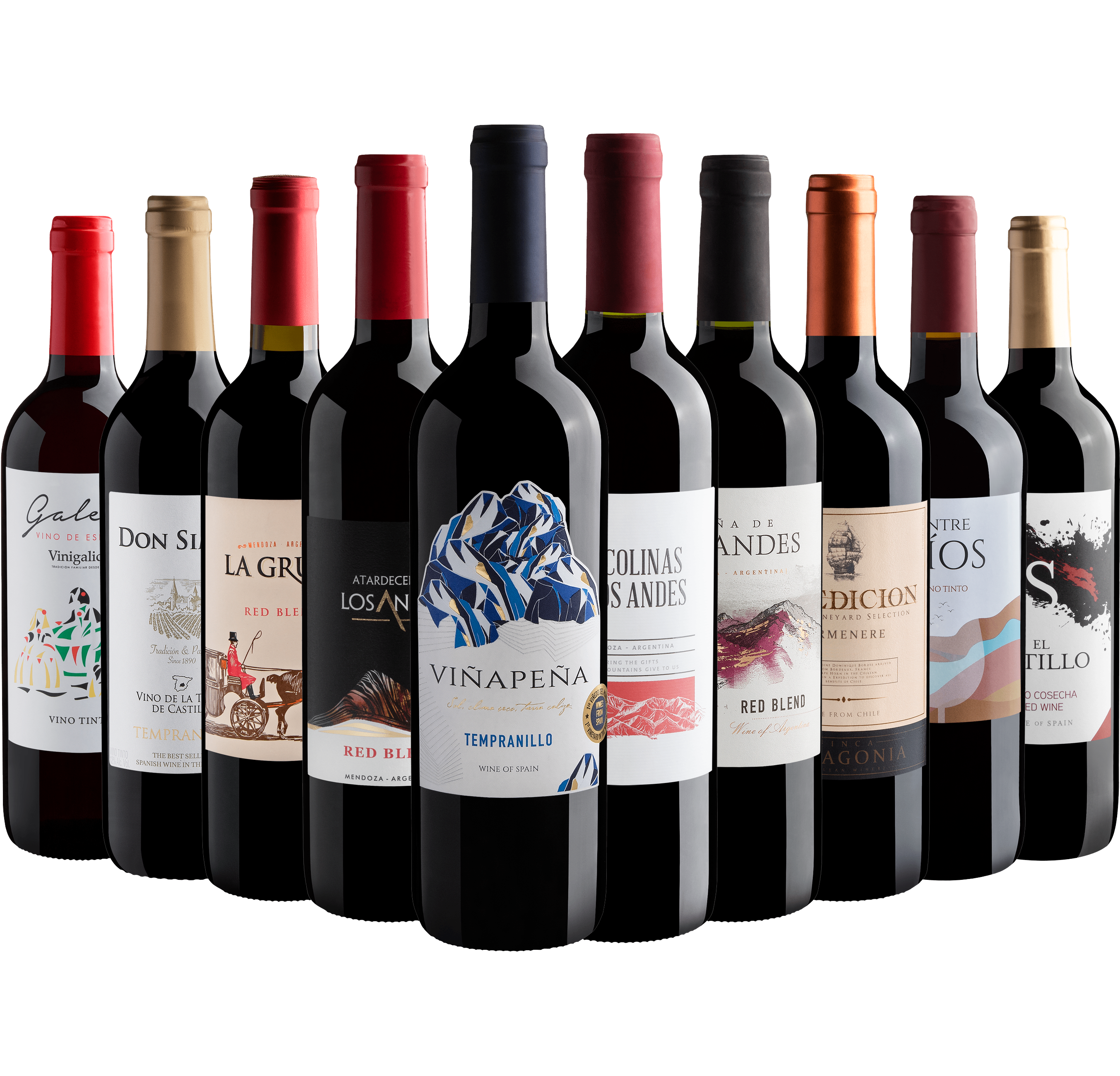 Kit 10 Vinhos Tintos por R$26,90 cada garrafa