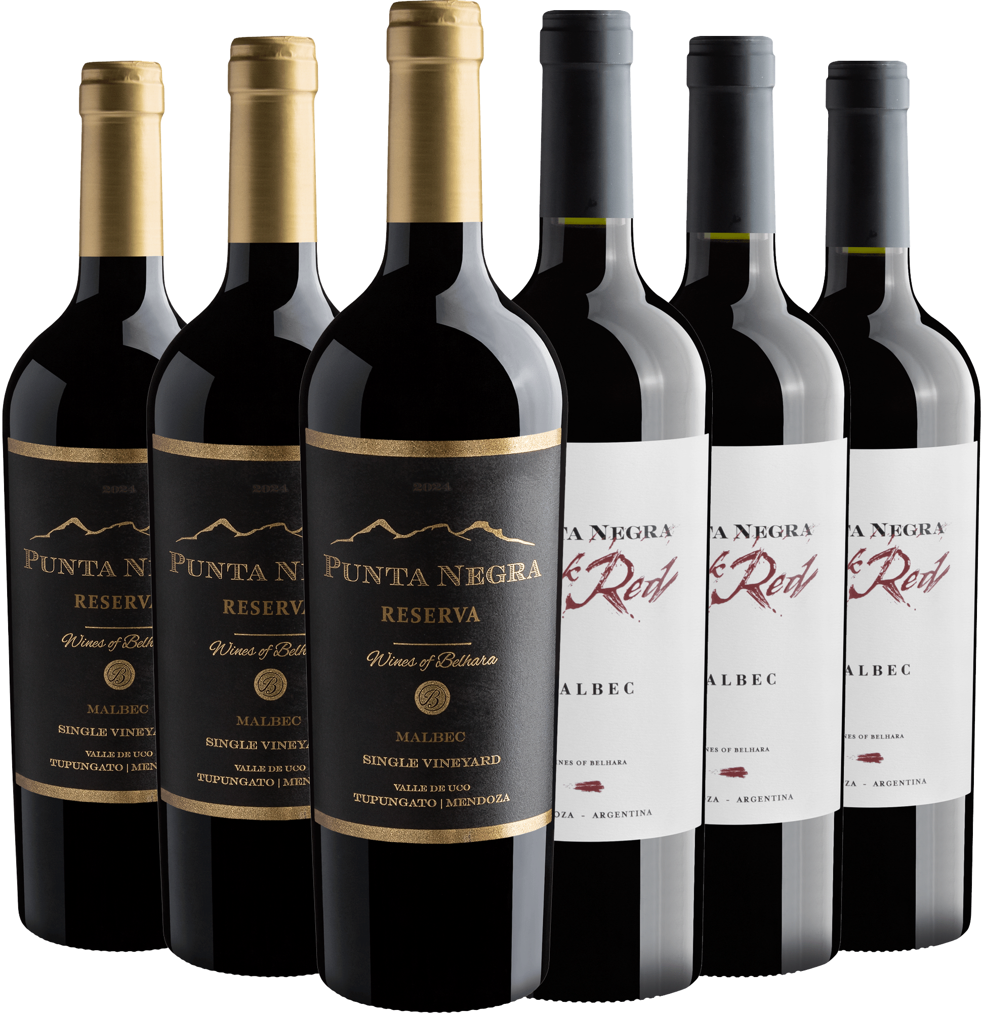 Kit Punta Negra Malbec | 3 Reserva + 3 Dark Red por R$49,90 cada garrafa