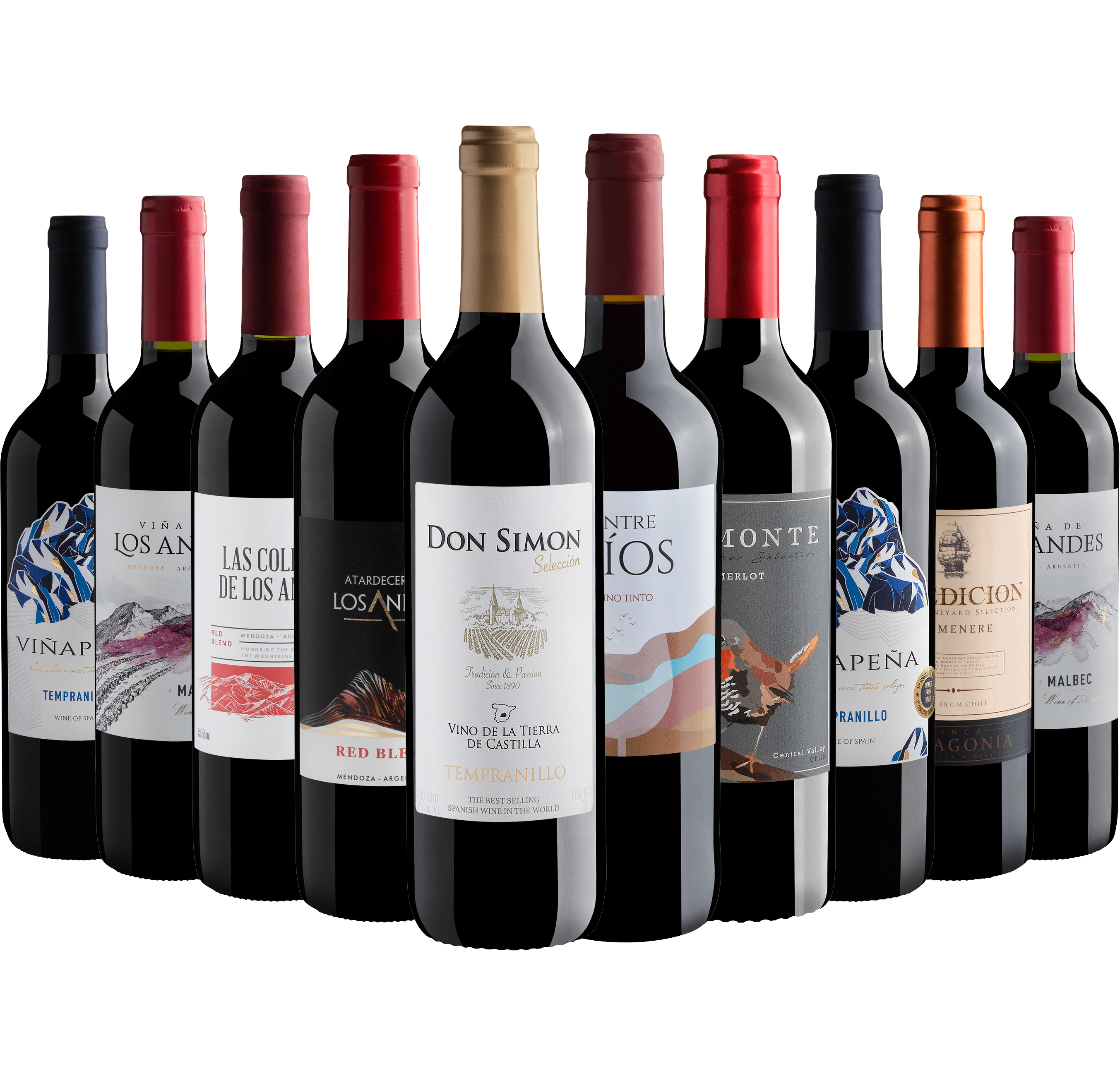 Kit 10 Vinhos Tintos por R$25,90 cada garrafa 