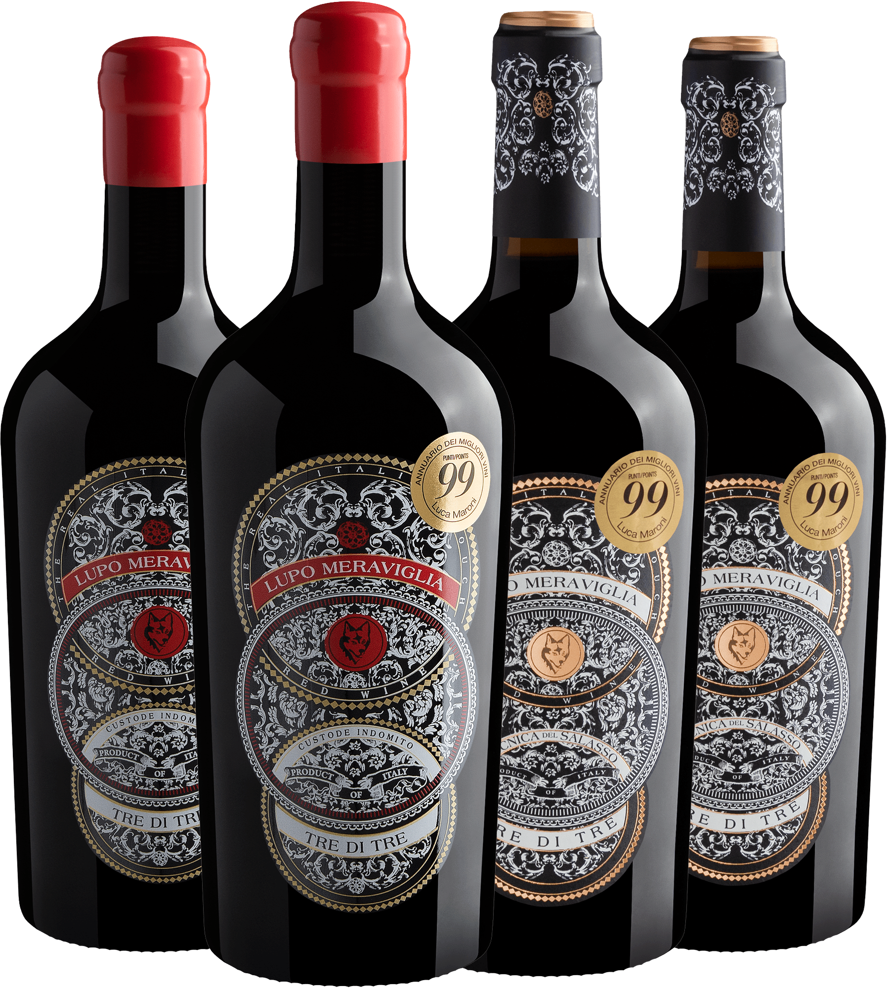 Kit Lupo Meraviglia Tre di Tre | 2 Limited Edition + 2 Rosso por R$114,90 cada garrafa