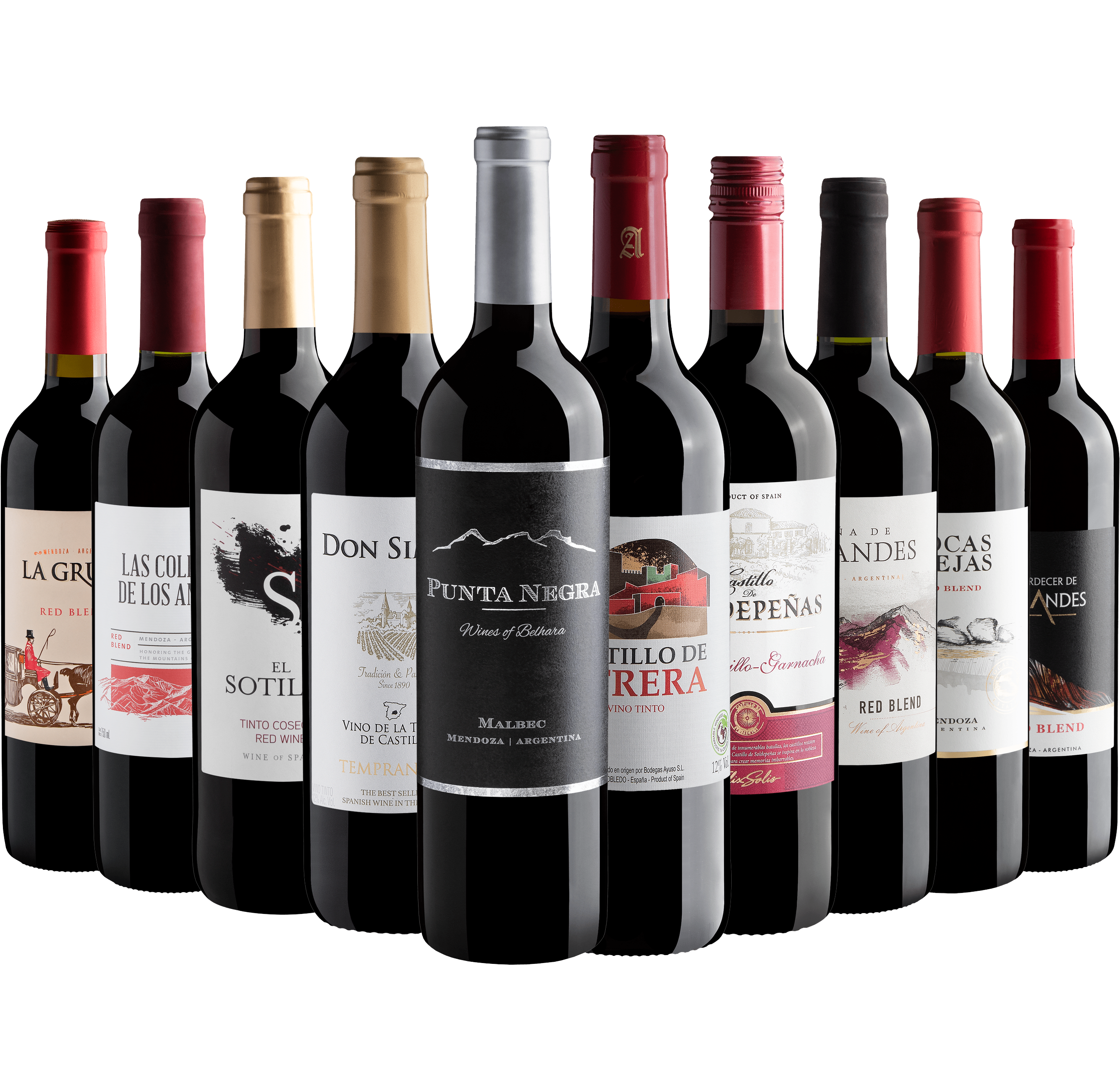 Kit 10 Vinhos Tintos com Punta Negra Malbec por R$29,90 cada garrafa