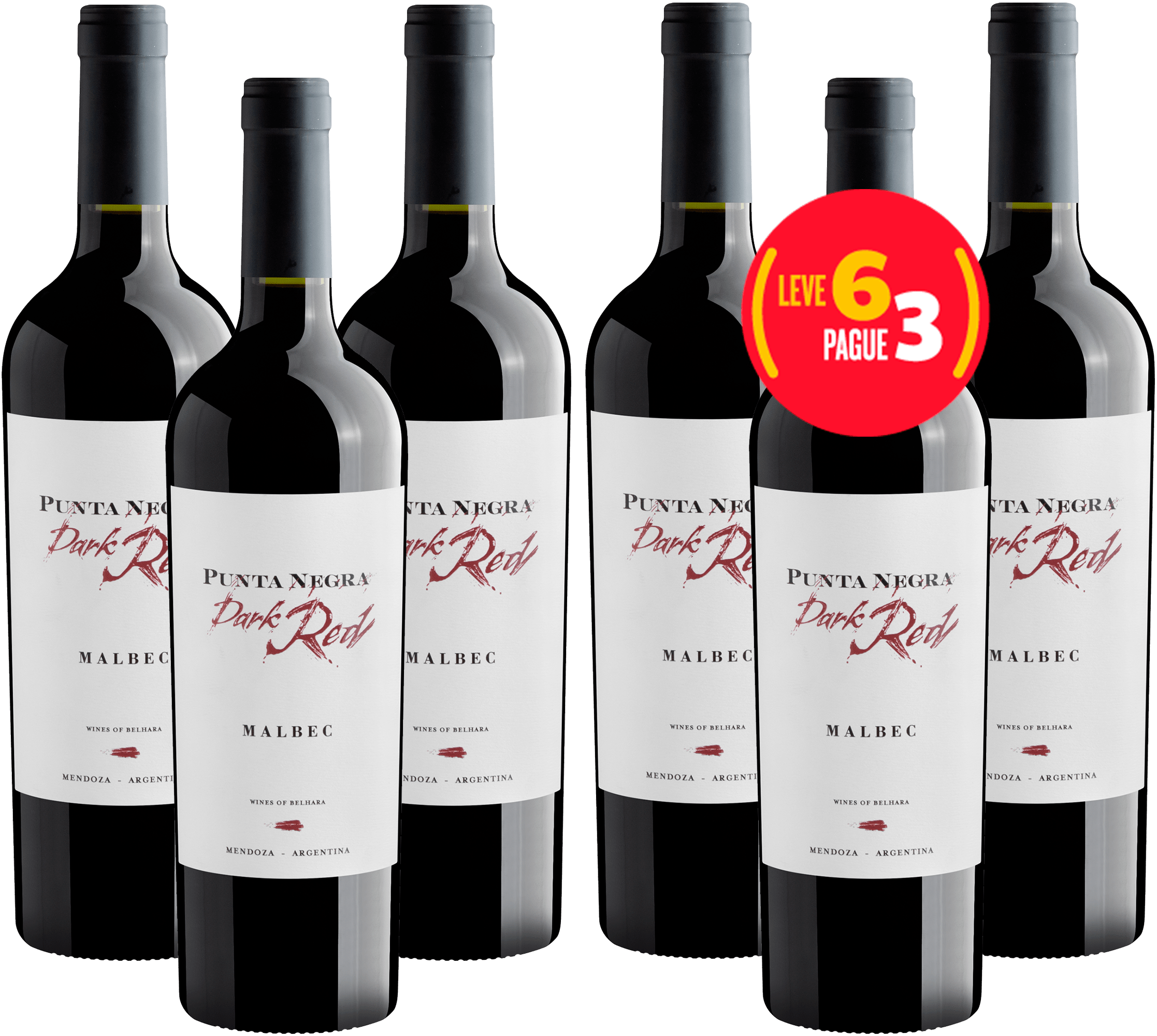 Kit Leve 6 Pague 3 Punta Negra Dark Red Malbec