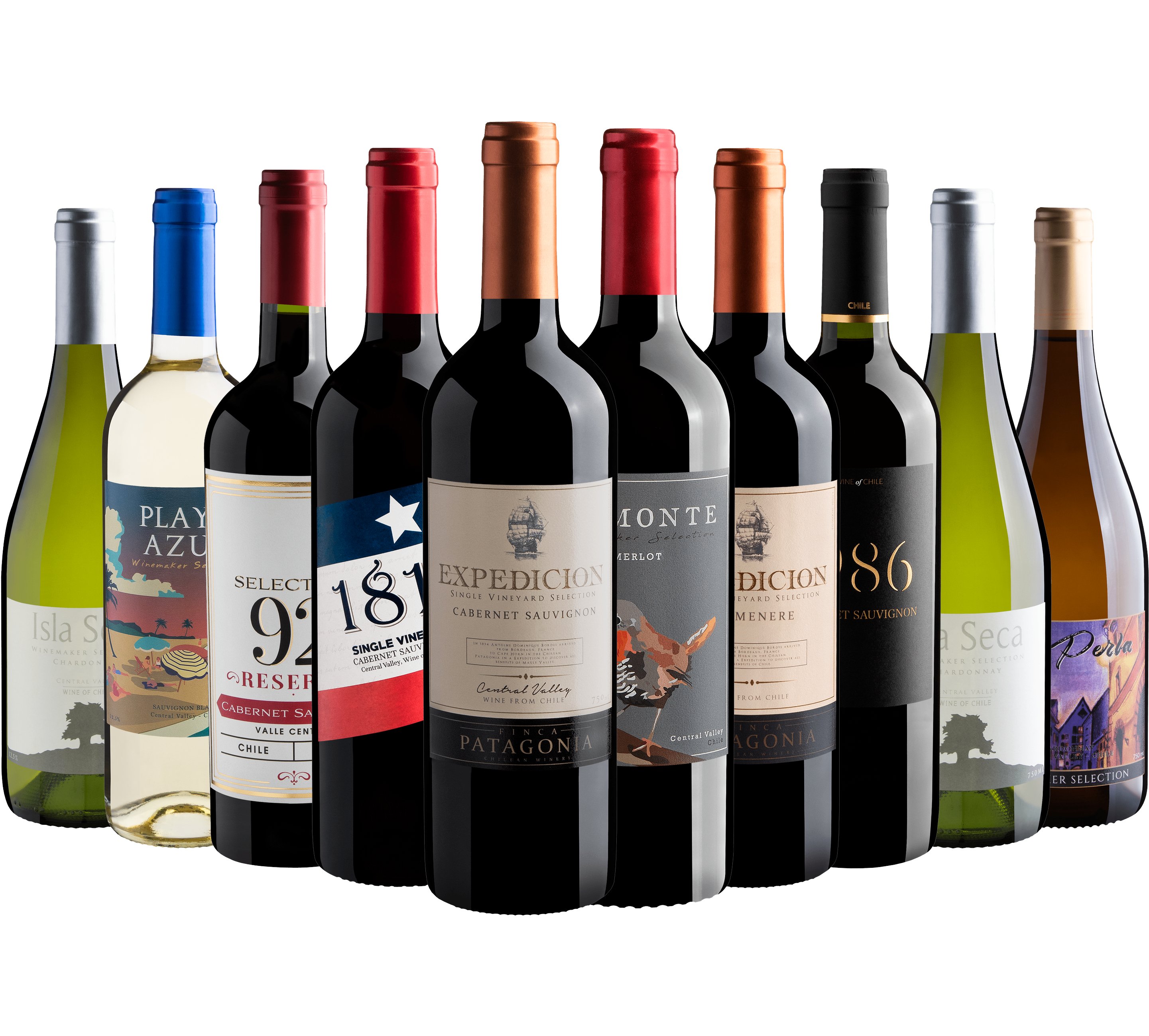 Kit 10 Vinhos Chilenos por R$ 26,90 cada garrafa