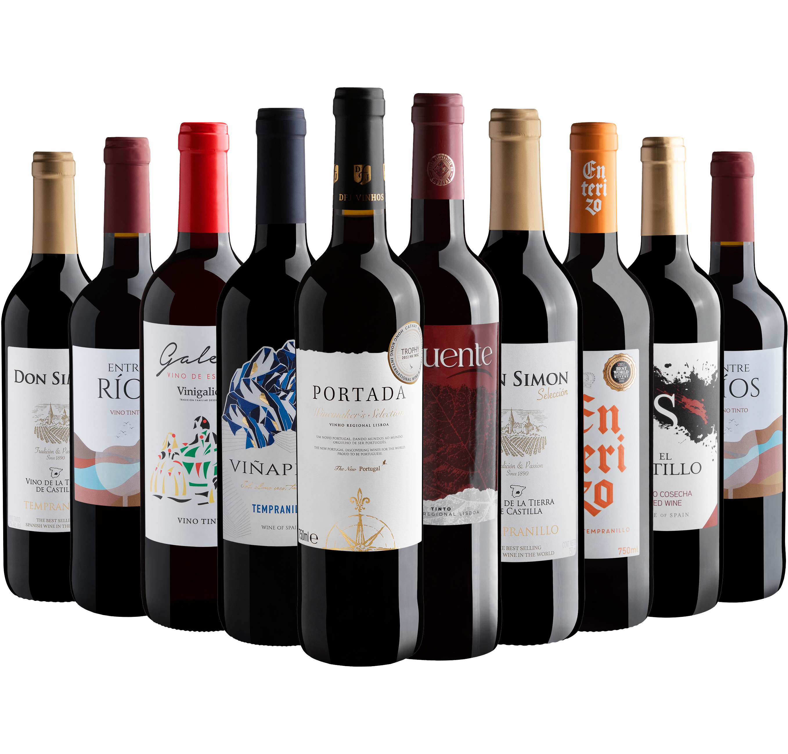 Kit 10 Vinhos Tintos com Portada Winemaker's Selection por R$28,90 cada garrafa