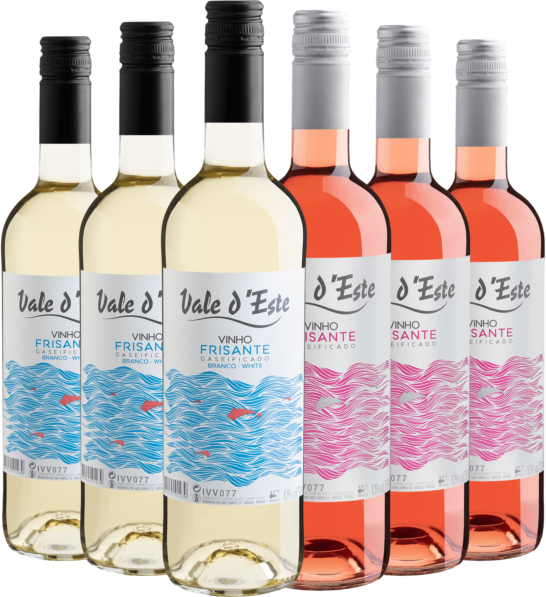 Kit Vale d’Este Frisante Gaseificado: 3 Brancos + 3 Rosés 