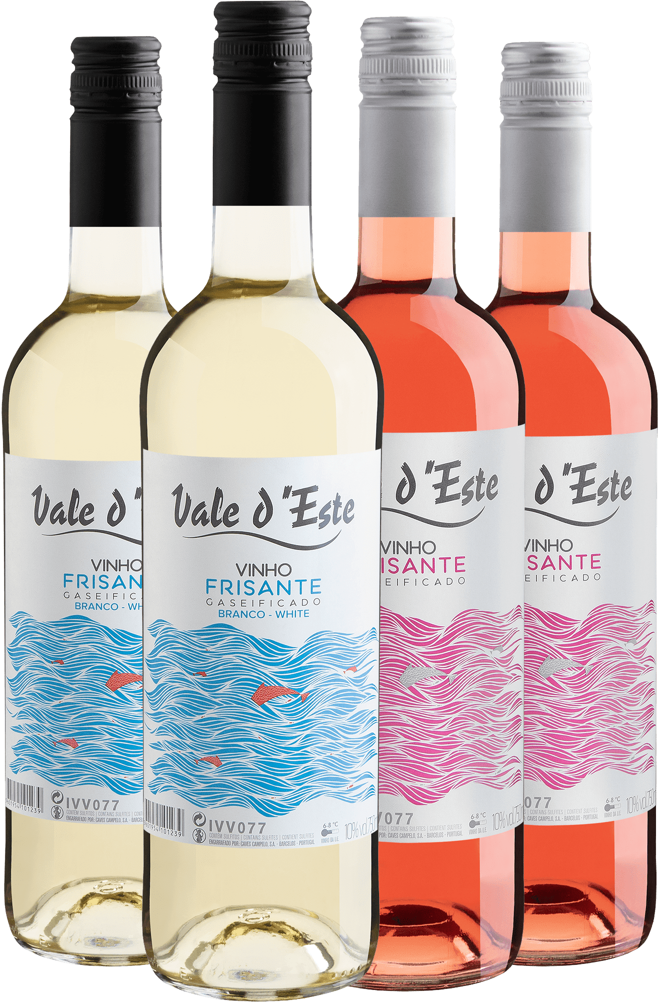 Kit Vale d’Este Frisante Gaseificado: 2 brancos + 2 rosés por R$36,90 cada garrafa