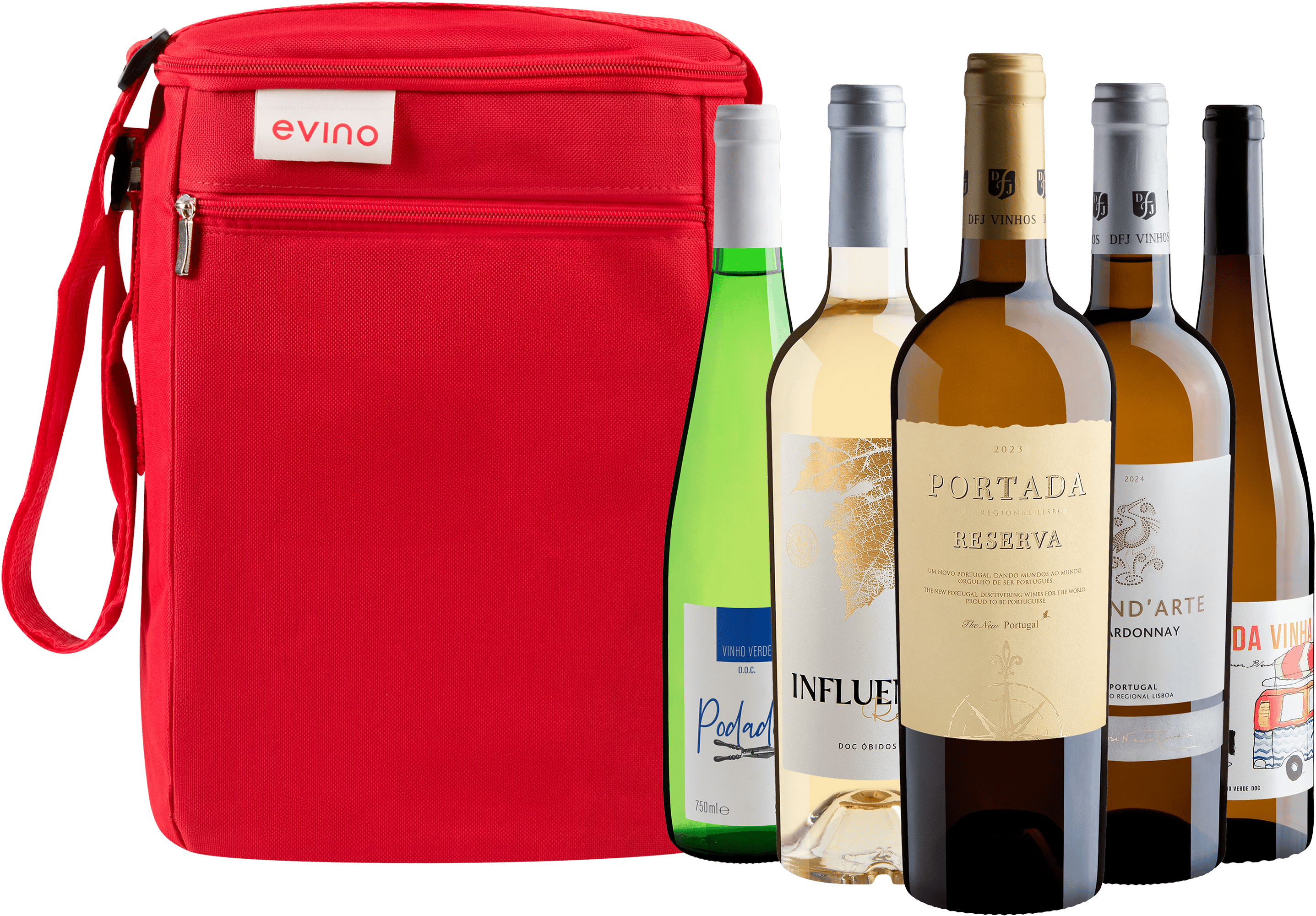 Kit 5 Vinhos Brancos Premium de Portugal + Bolsa Exclusiva