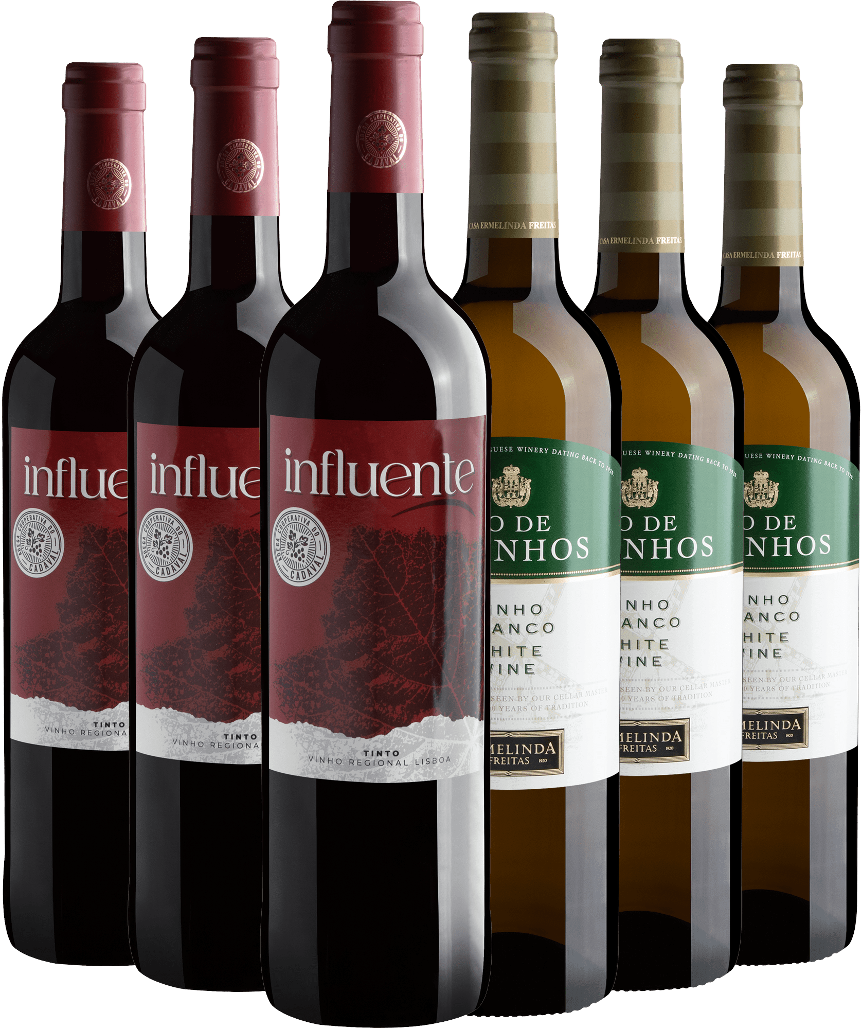 Kit 3 Influente Tinto + 3 Rio de Moinhos Branco