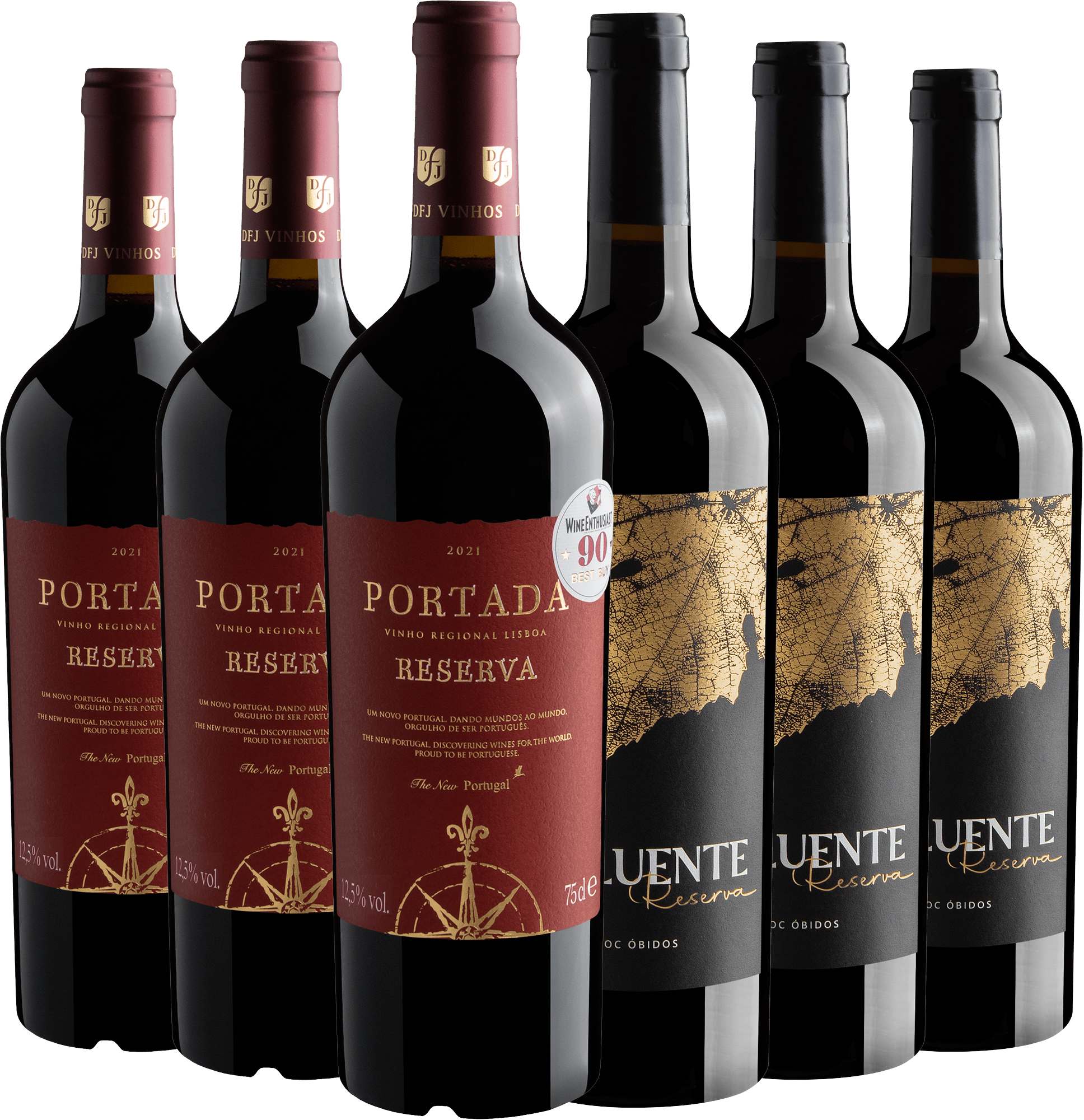 Kit Portugueses Reserva | 3 Portada + 3 Influente por R$59,90 cada garrafa
