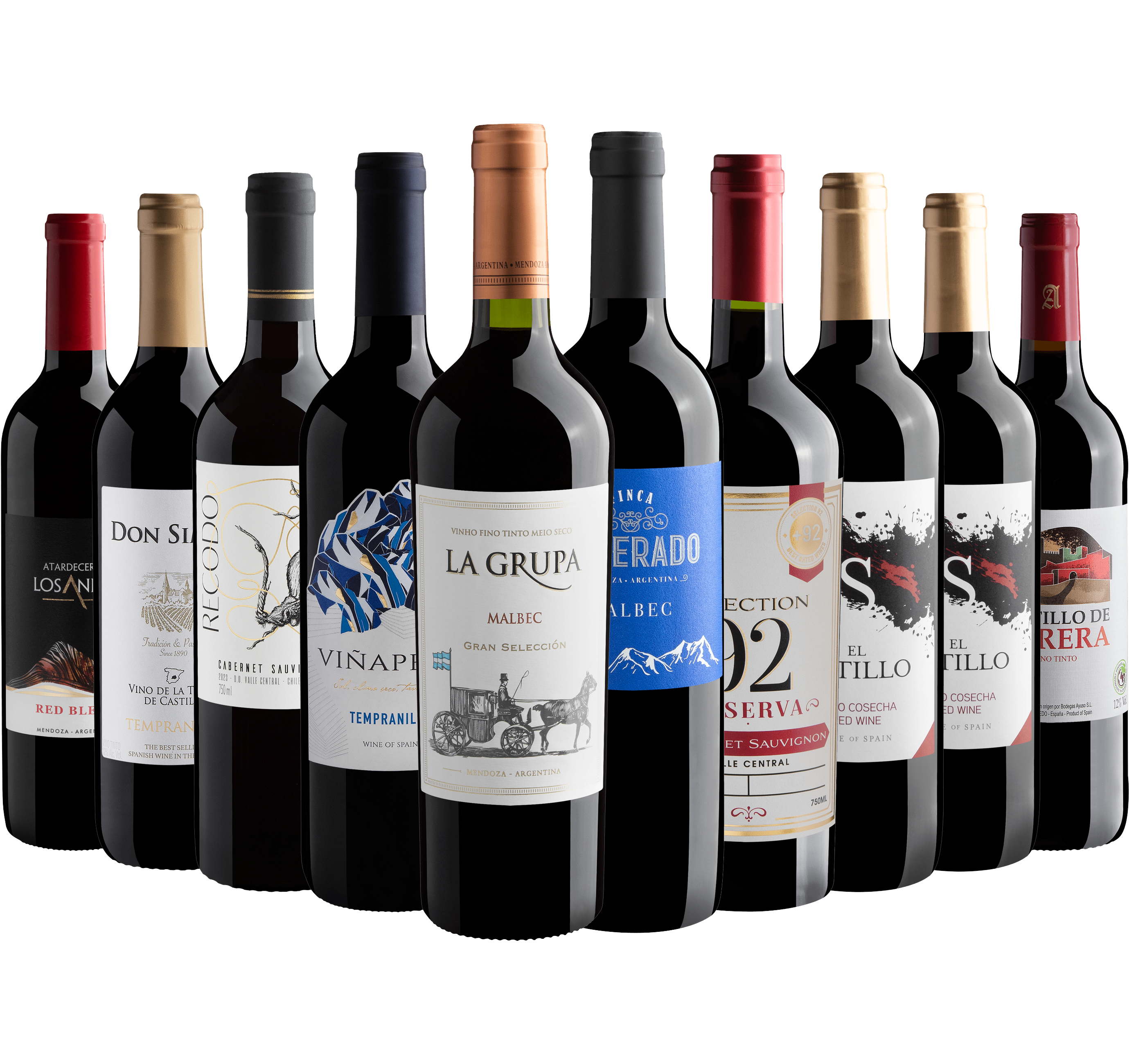 Kit 10 Vinhos Tintos por R$25,90 cada garrafa*