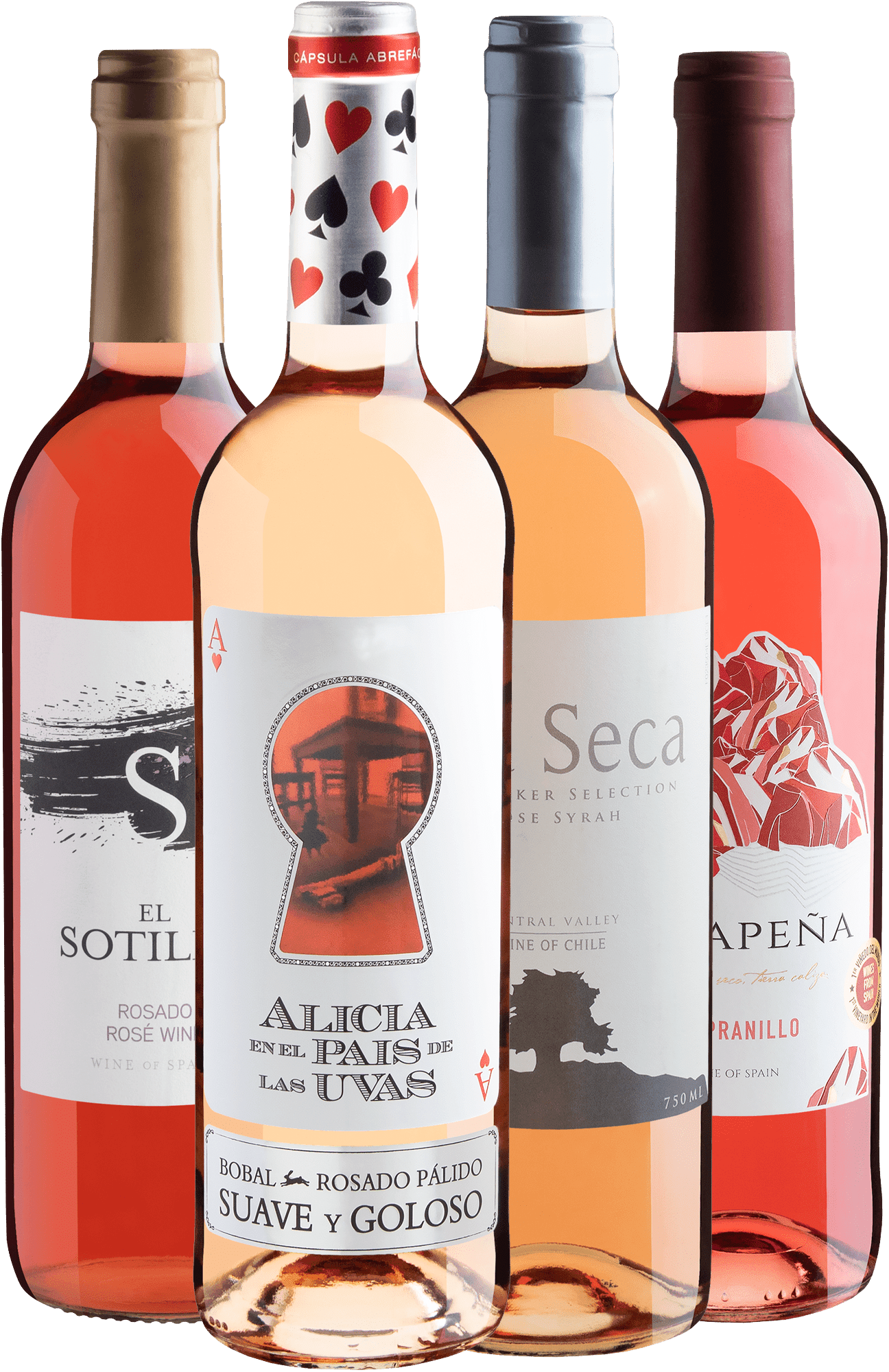 Kit 4 Vinhos Rosés com Alicia en el Pais de Las Uvas por R$29,90 cada garrafa