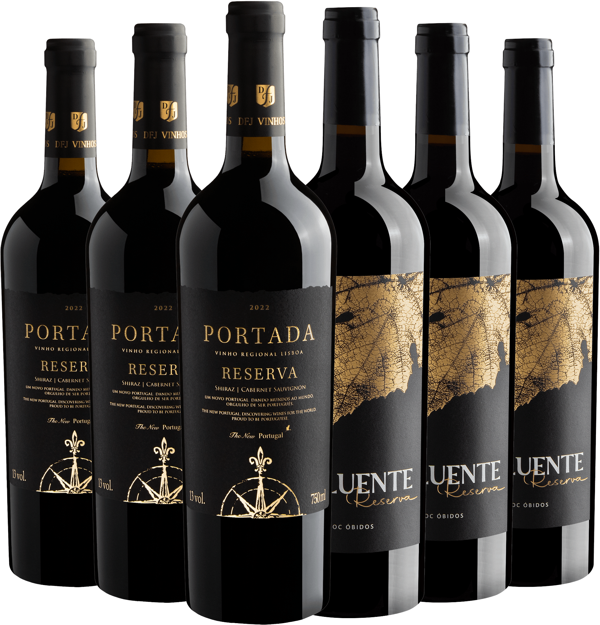 Kit 3 Portada Reserva Black + 3 Influente Reserva por R$59,90 cada garrafa