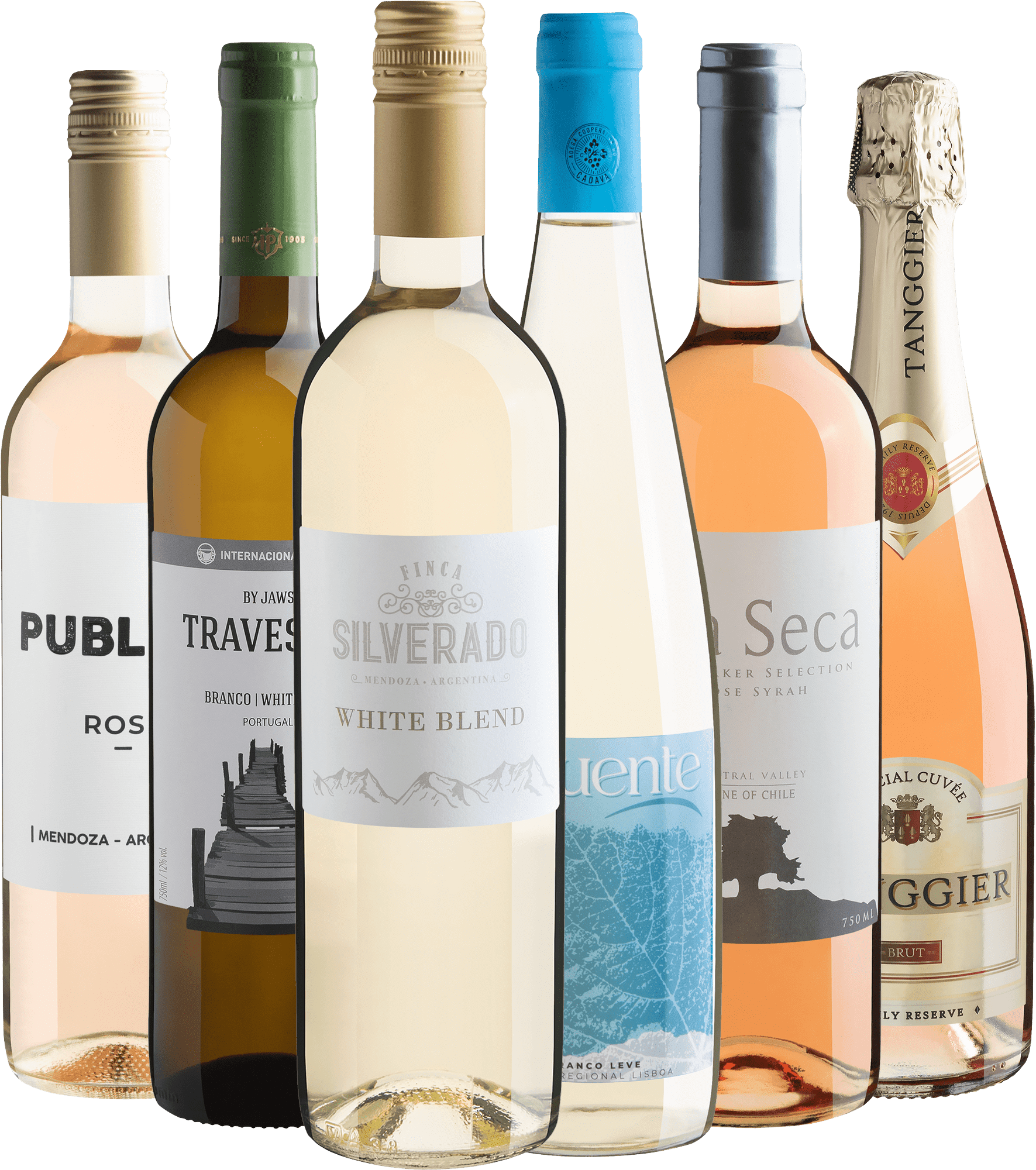 Kit 6 Vinhos Refrescantes com Tanggier Brut Rosé por R$29,90 cada garrafa