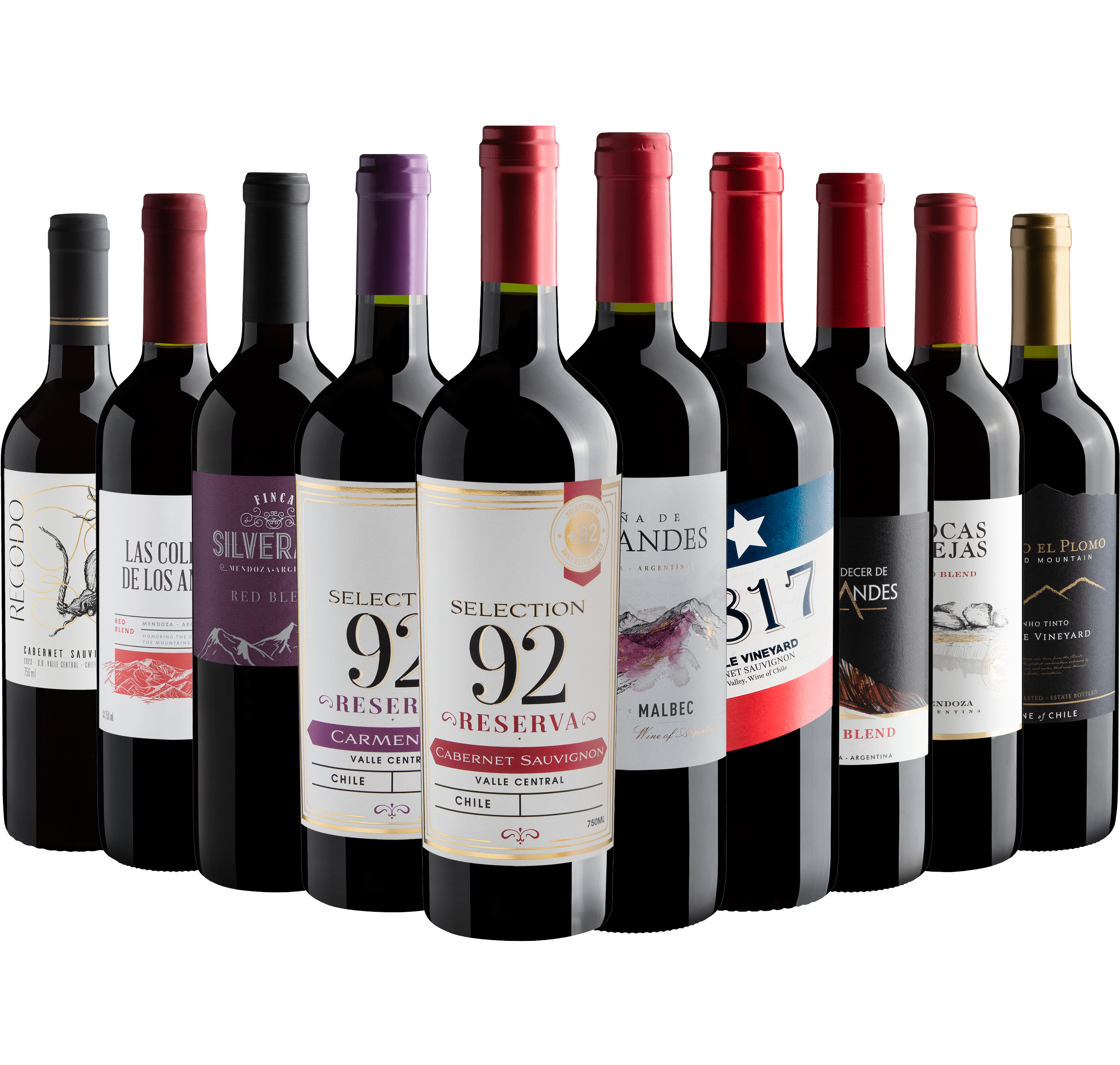 Kit 10 Vinhos do Novo Mundo por R$26,90 cada garrafa