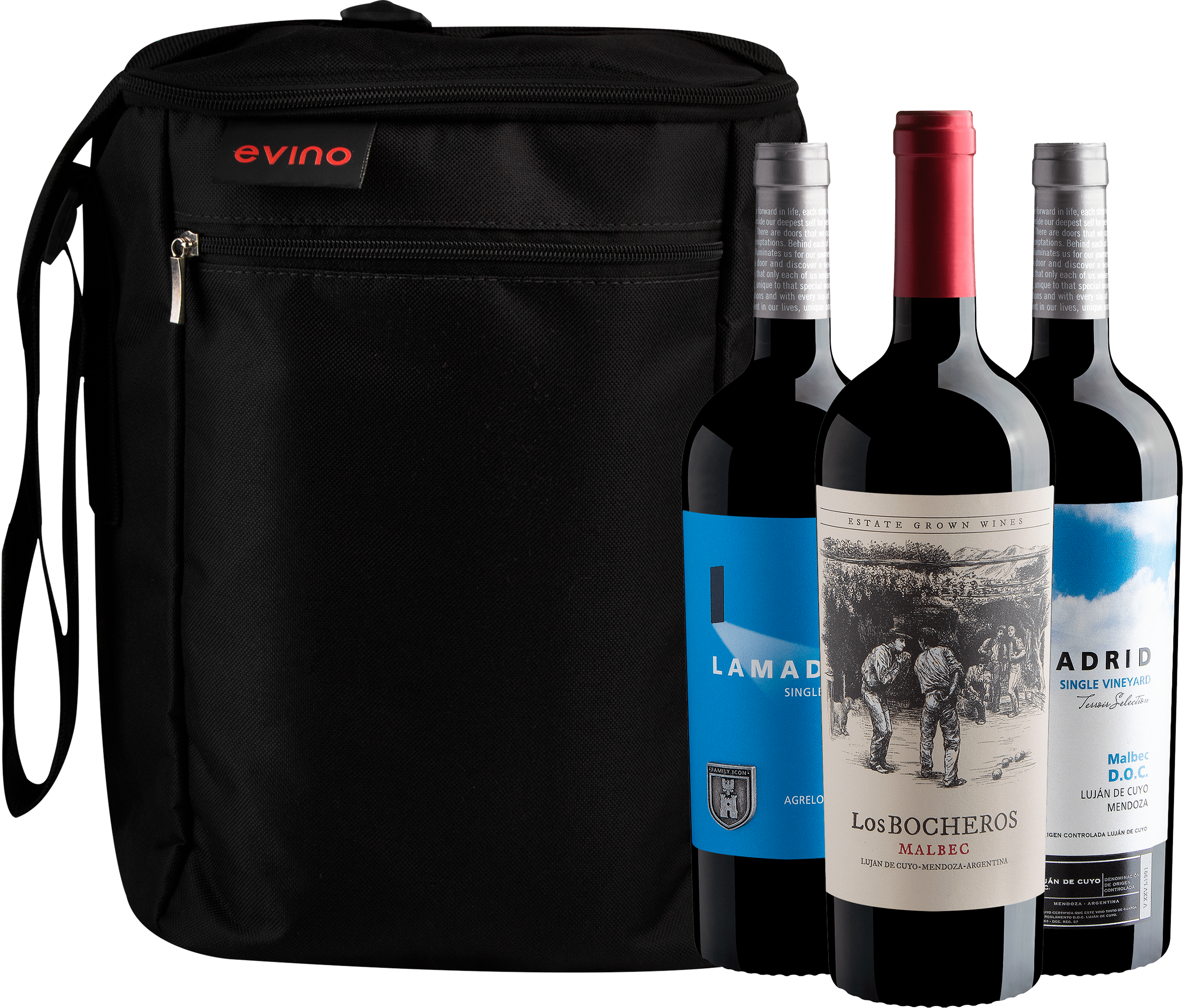 Kit Lamadrid Malbec: 1 Reserva + 1 Terroir Selection + 1 Los Bocheros + Bolsa Exclusiva Grátis