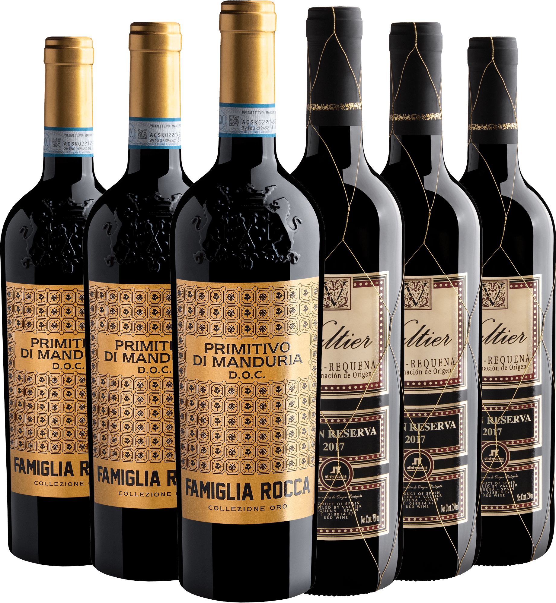 Kit 3 Rocca Primitivo di Manduria DOC + 3 Valtier Gran Reserva por R$99,90