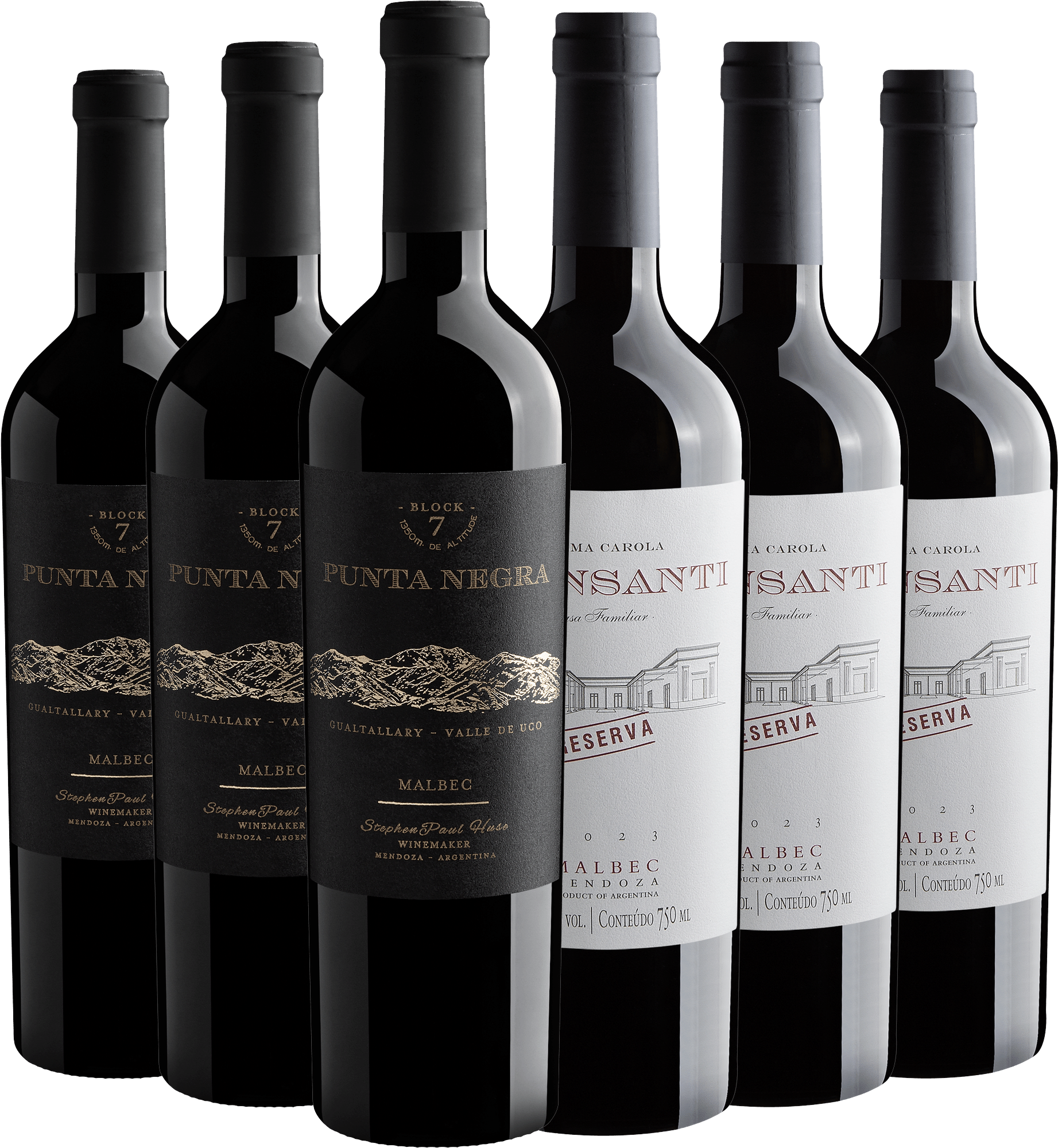 Kit 3 Palma Carola Spinsanti + 3 Punta Negra Block 7 por R$79,90 cada garrafa