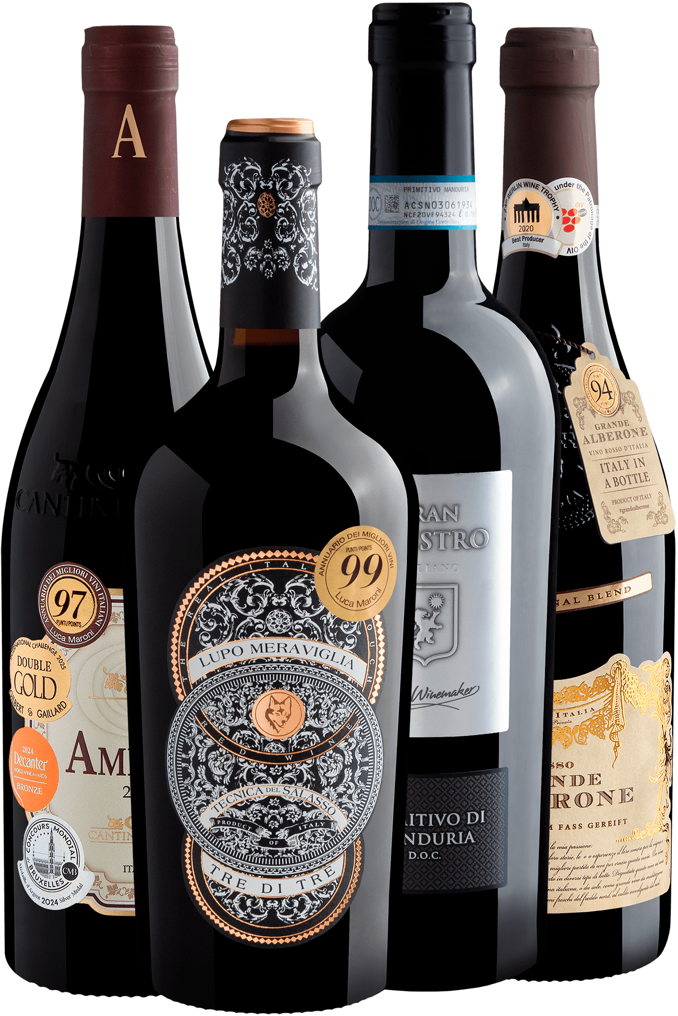 Kit 4 Tintos Italianos Best Sellers 94+ Pontos por Daniel Perches