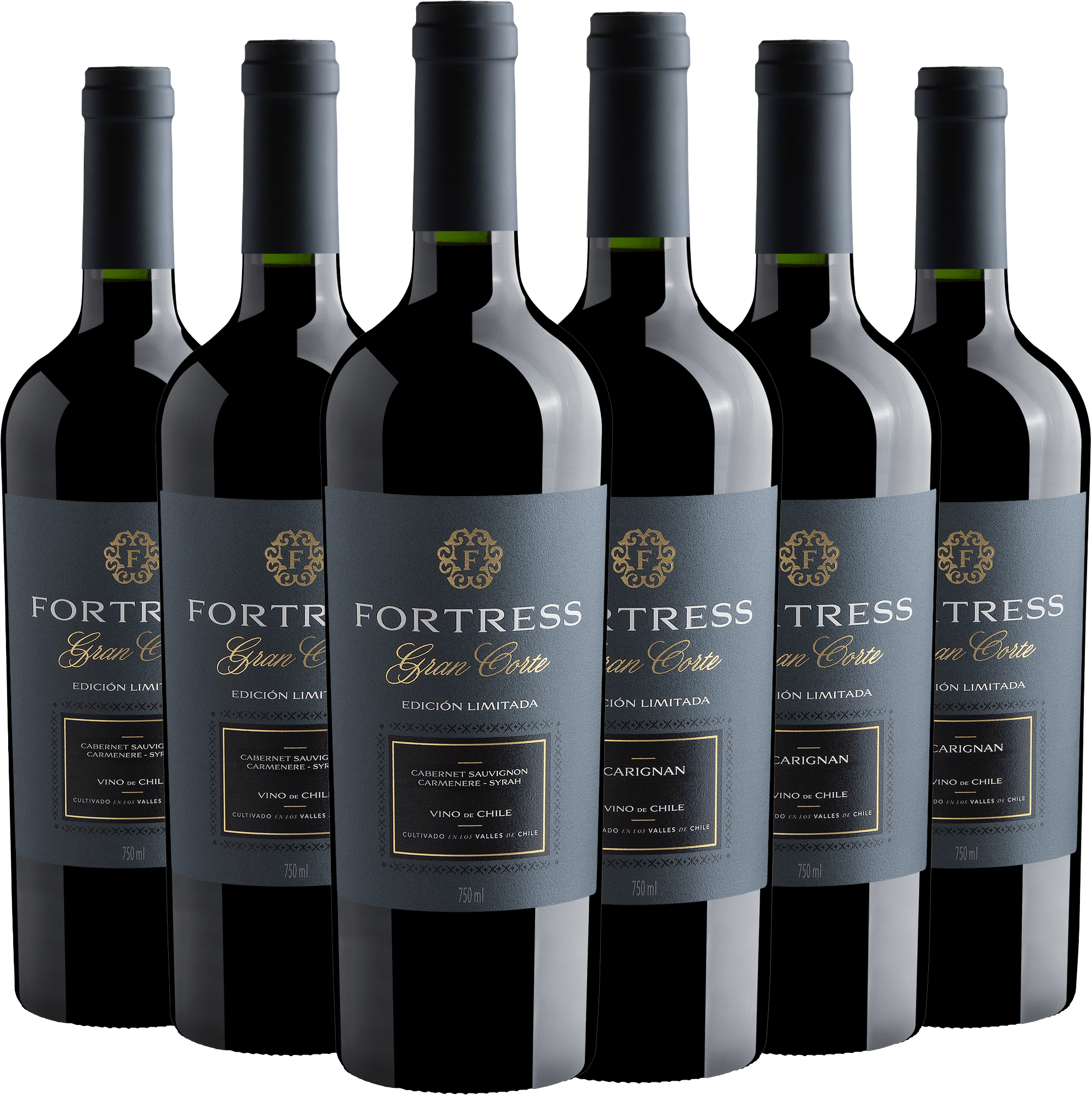 Kit família Fortress: 3 Carignan + 3 Cabernet Sauvignon - Carmenere - Syrah