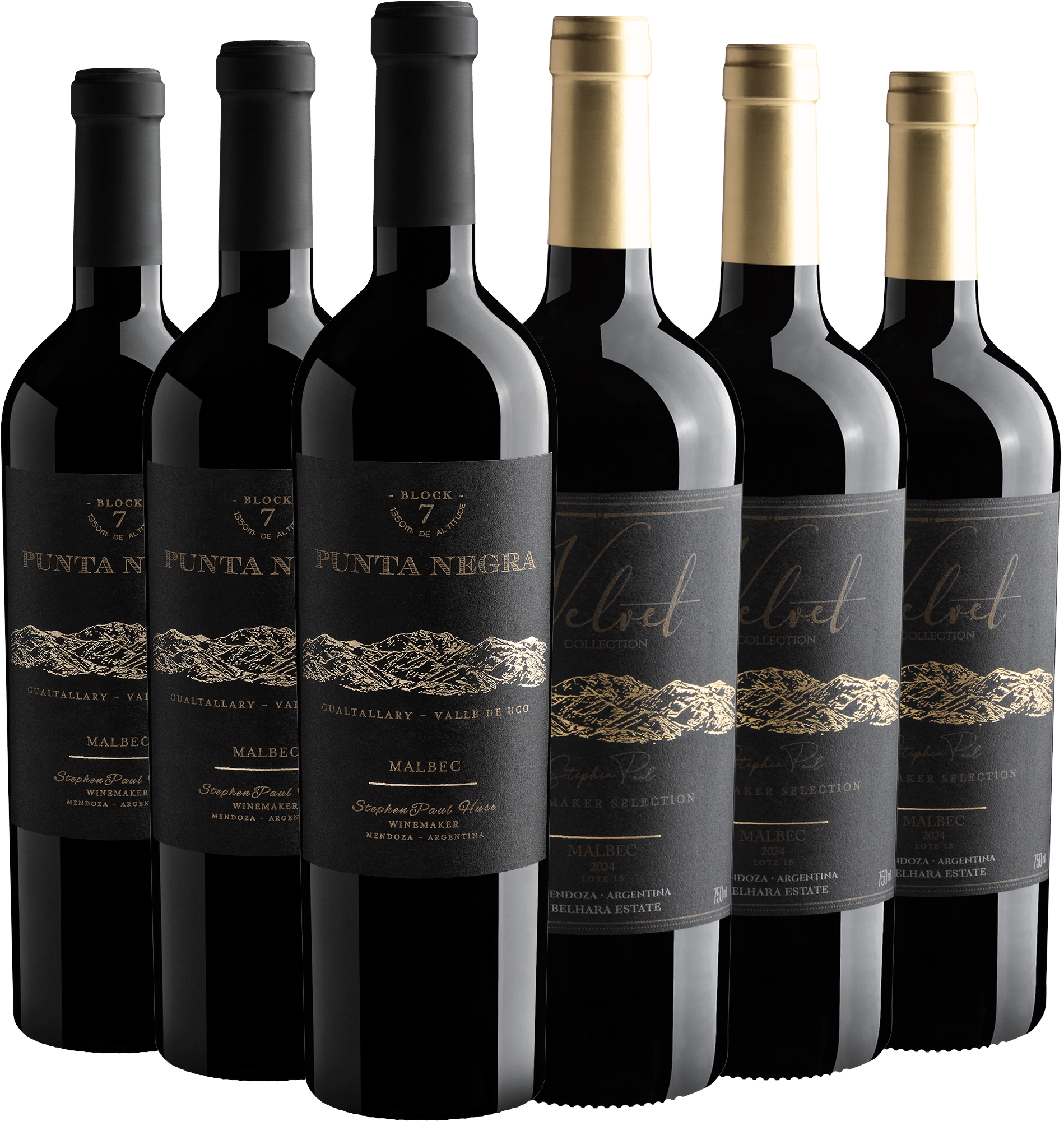 Kit 3 Punta Negra Block 7 + 3 Velvet Collection Stephen Paul
