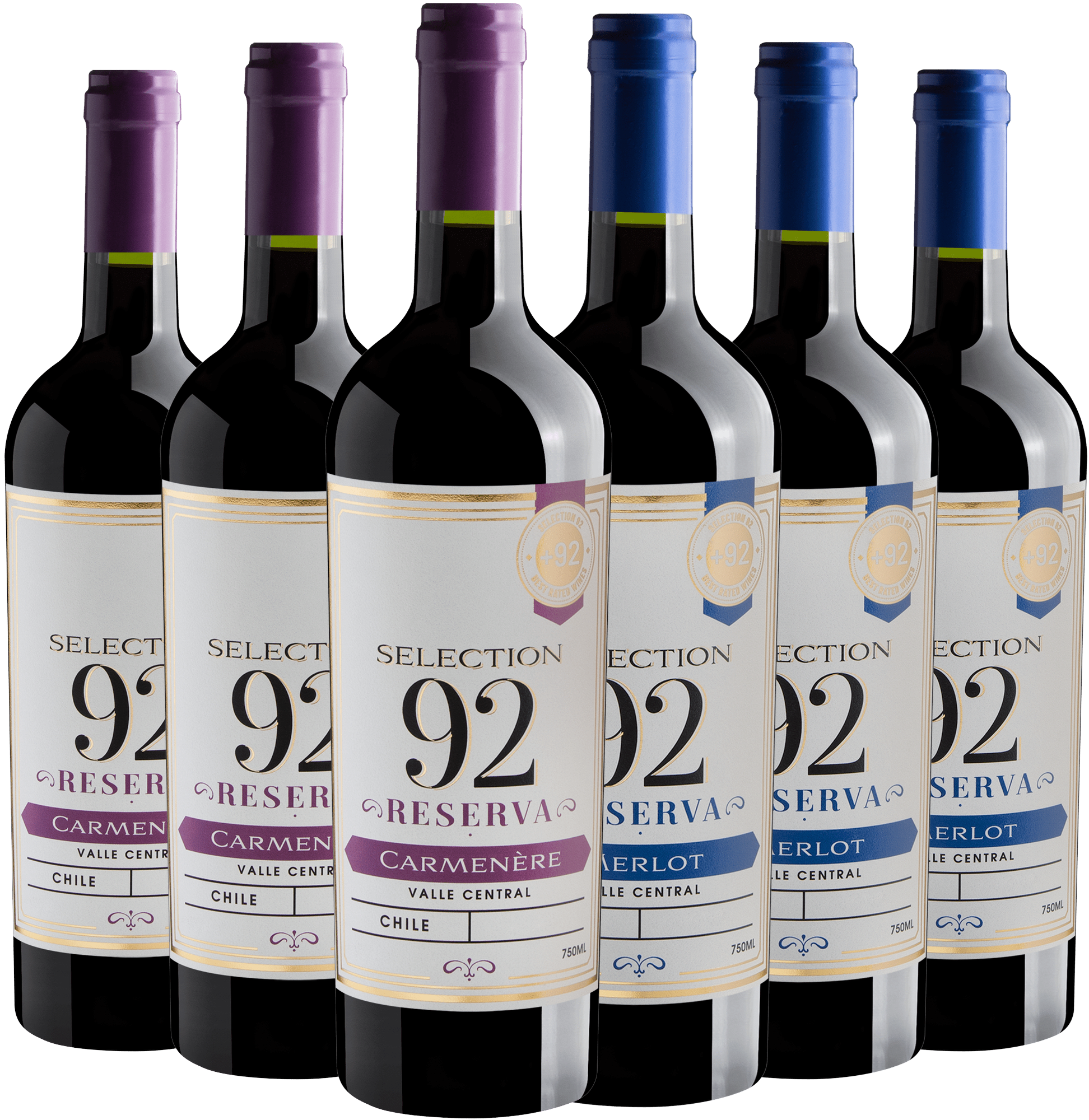 Kit Selection 92 Reserva: 3 Carménère + 3 Merlot 