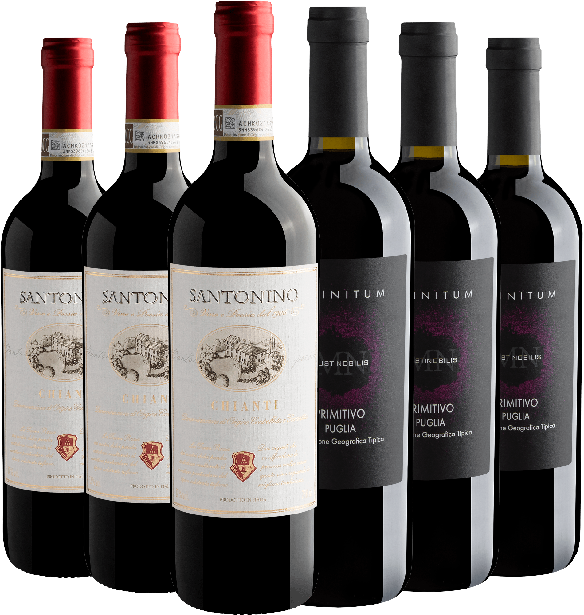 Kit Tintos Italianos | 3 Castellani Santonino + 3 Infinitum Primitivo 