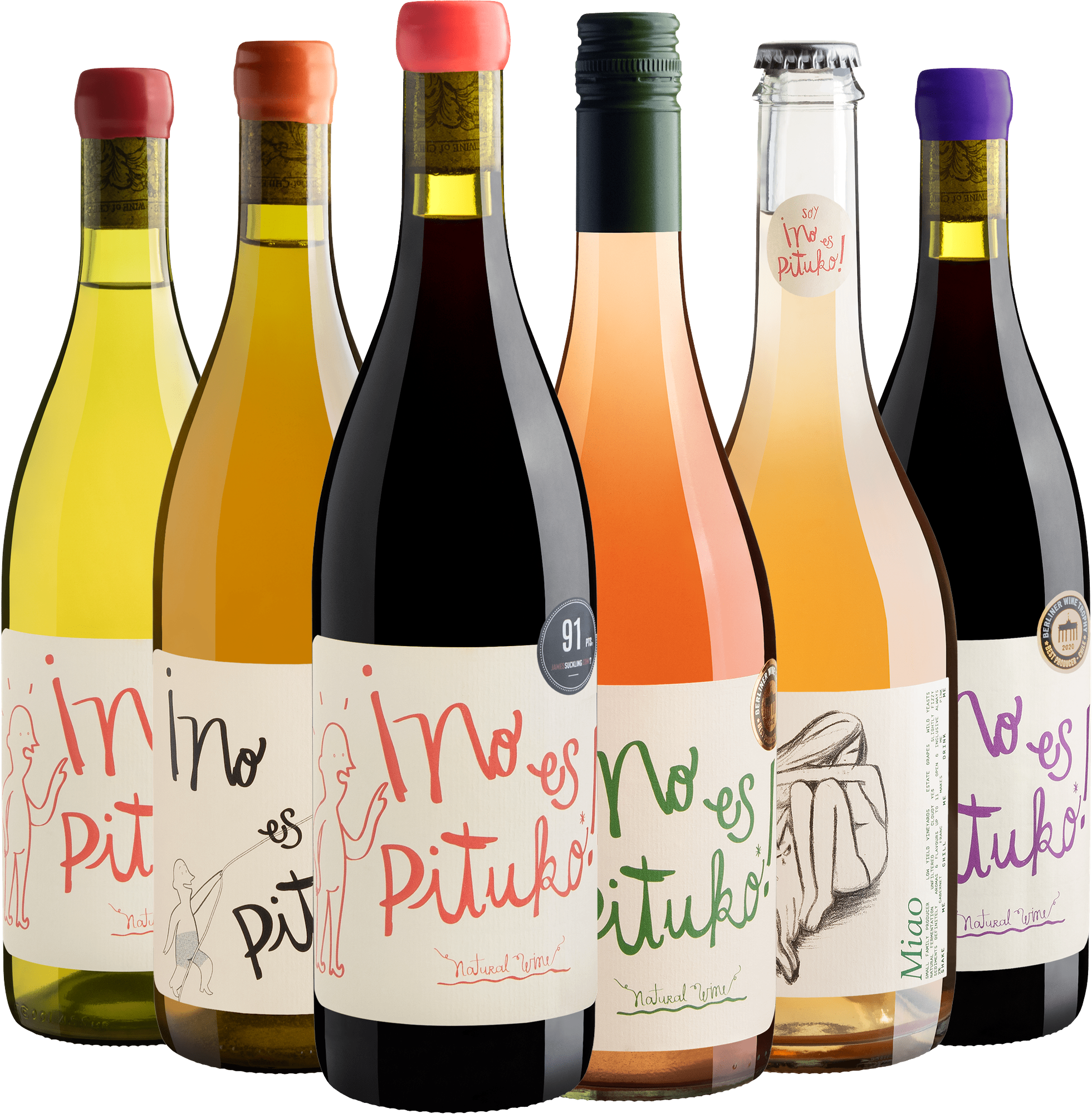 Kit No es Pituko: 2 Tintos + 2 Brancos + 2 Rosés