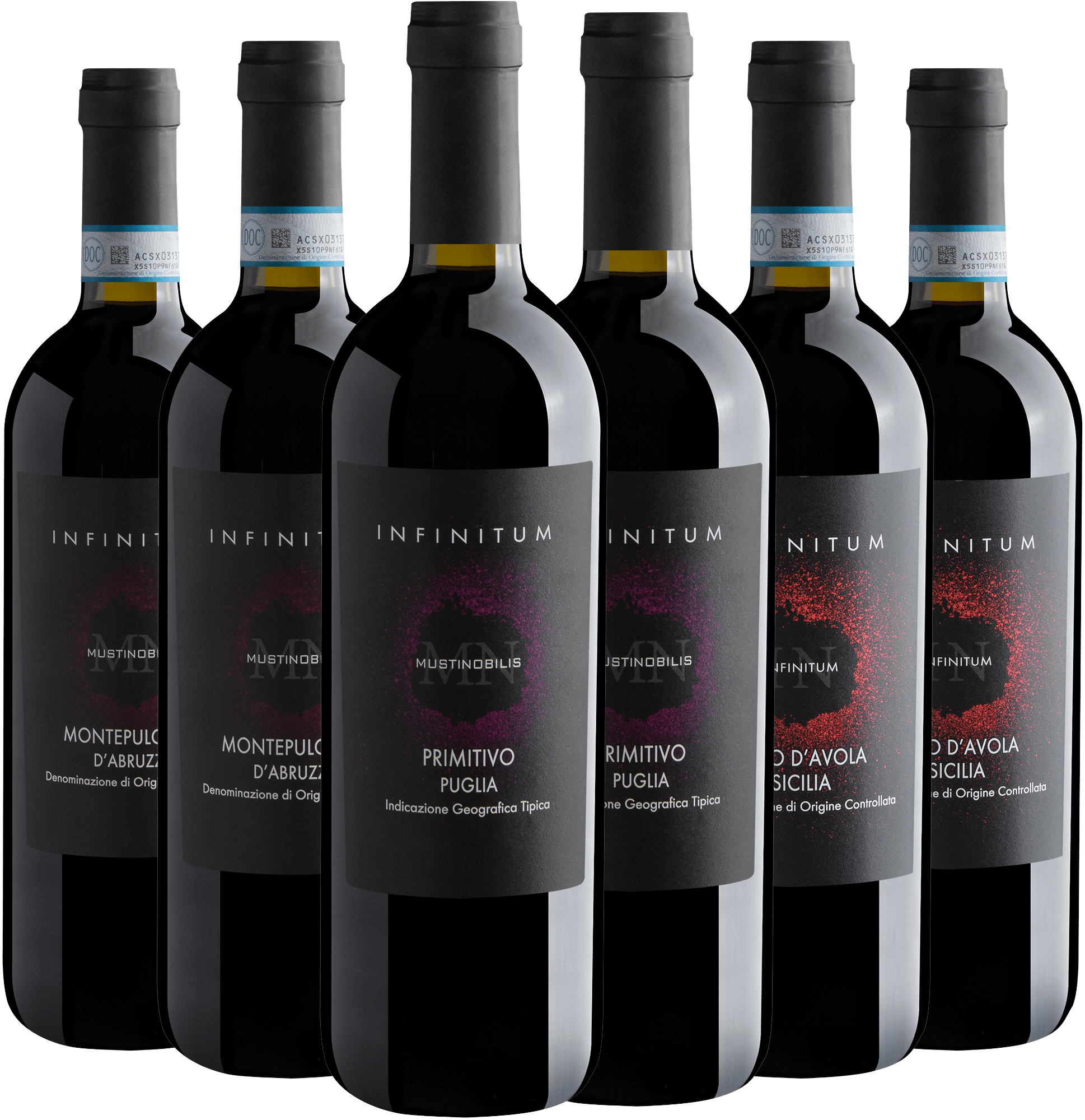Kit Infinitum:  2 Primitivo + 2 Montepulciano + 2 Nero d'Avola