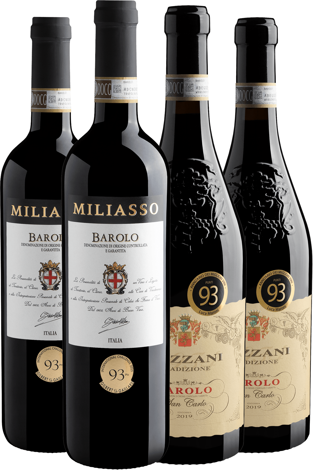Kit Barolos 93 Pontos | 2 Miliasso + 2 Dezzani Tradizione San Carlo 