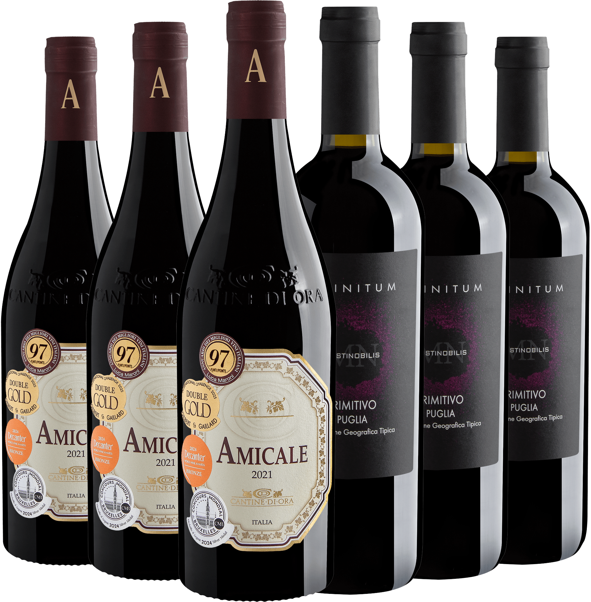 Kit Tintos Italianos | 3 Amicale + 3 Infinitum Primitivo 