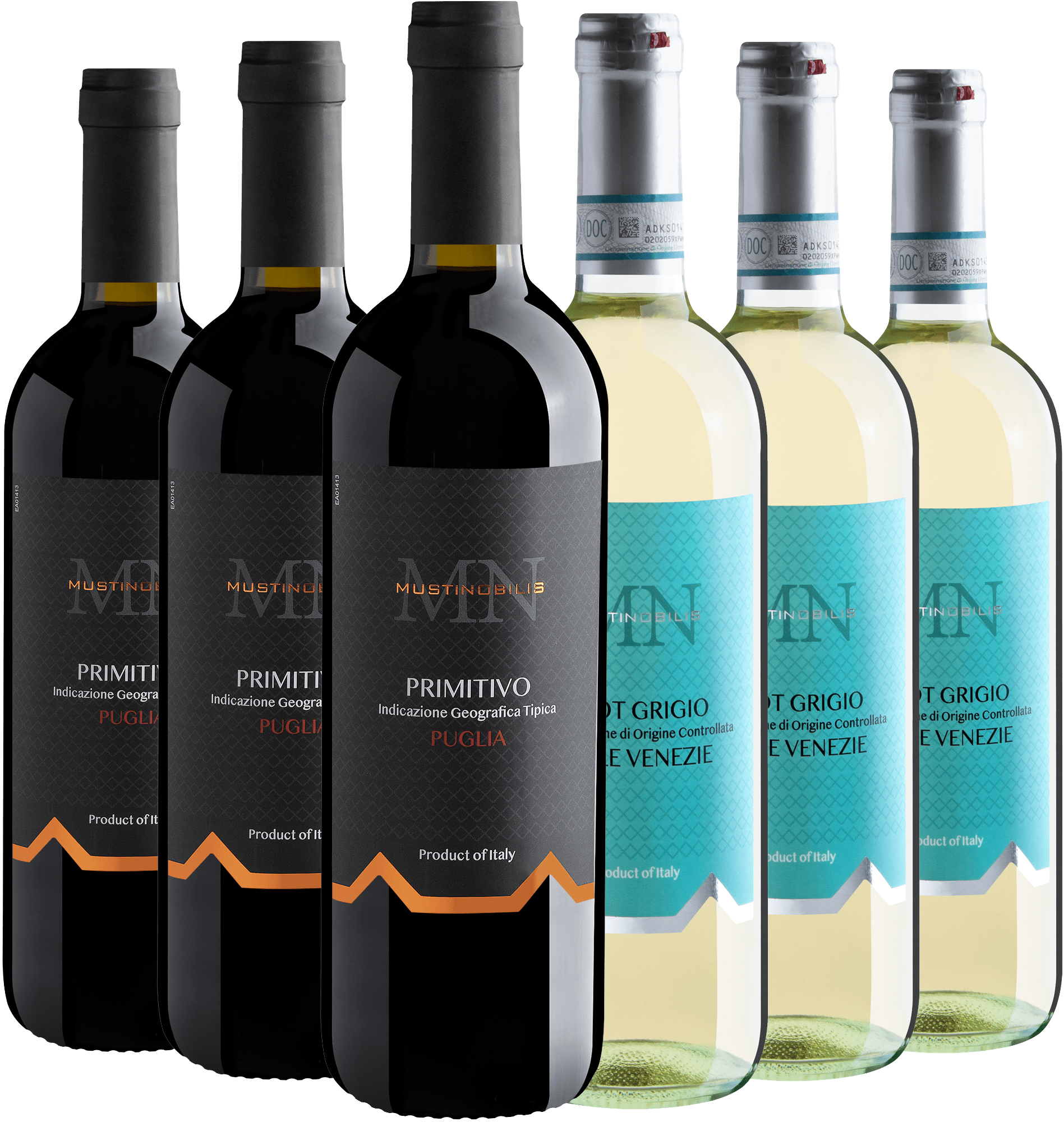 Kit Musti Nobilis: 2 Primitivos + 2 Pinot Grigios