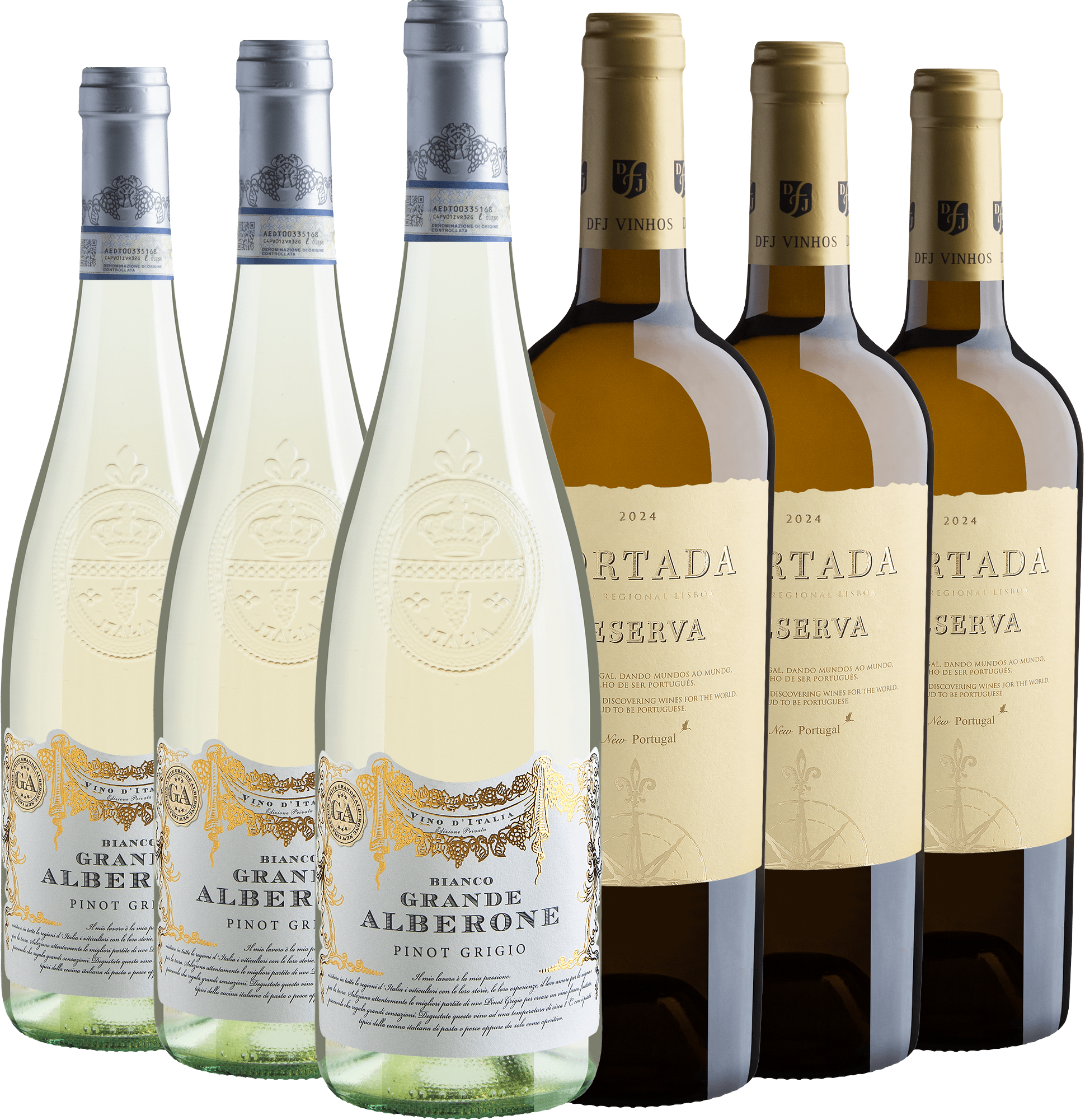 Kit 3 Portada Reserva Branco + 3 Grande Alberone Pinot Grigio