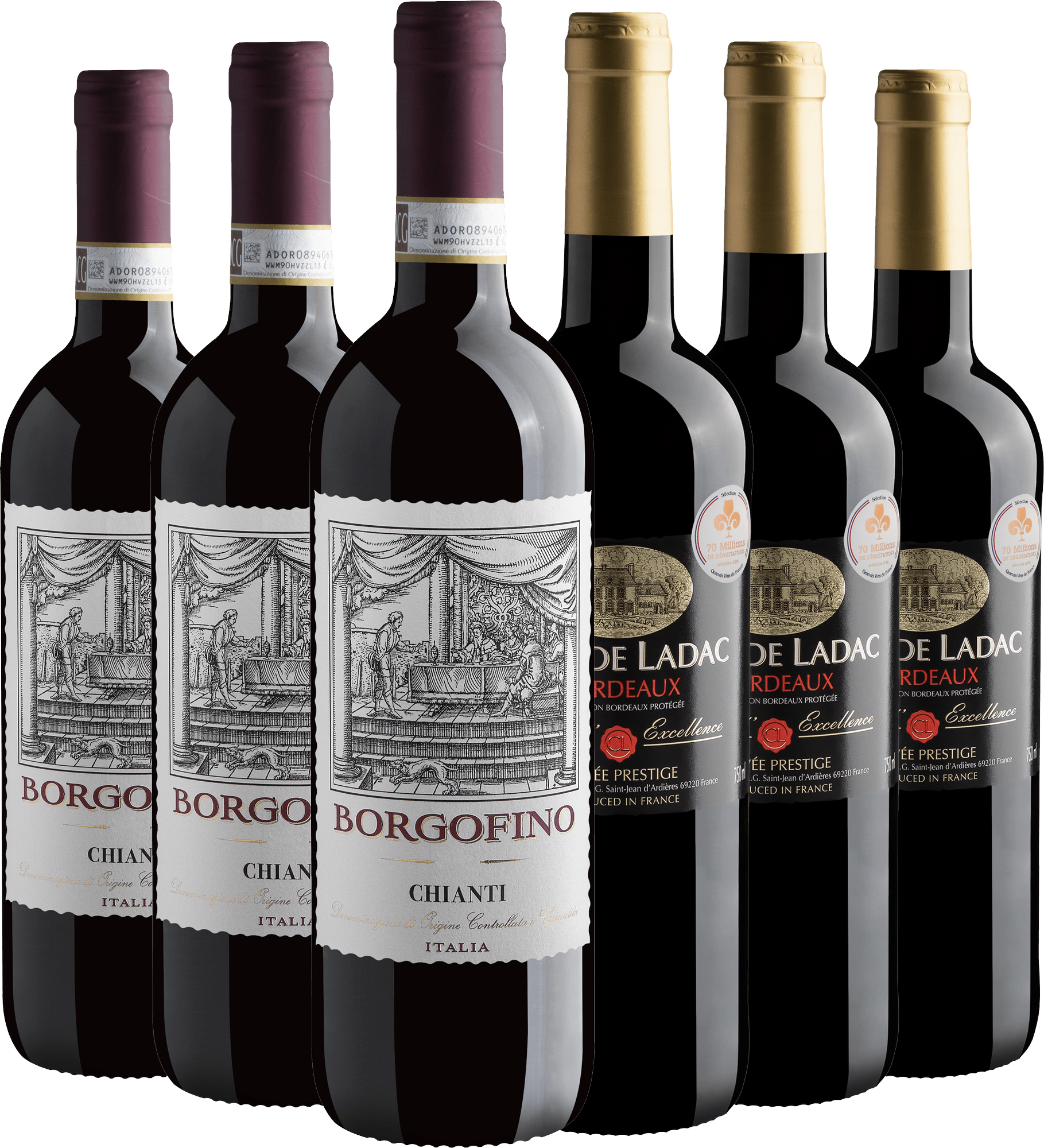 Kit 3 Chianti + 3 Bordeaux