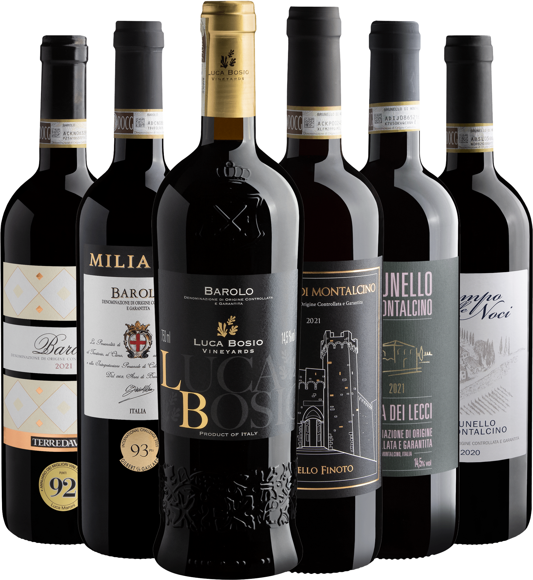 Kit 3 Barolos + 3 Brunellos de Montalcino