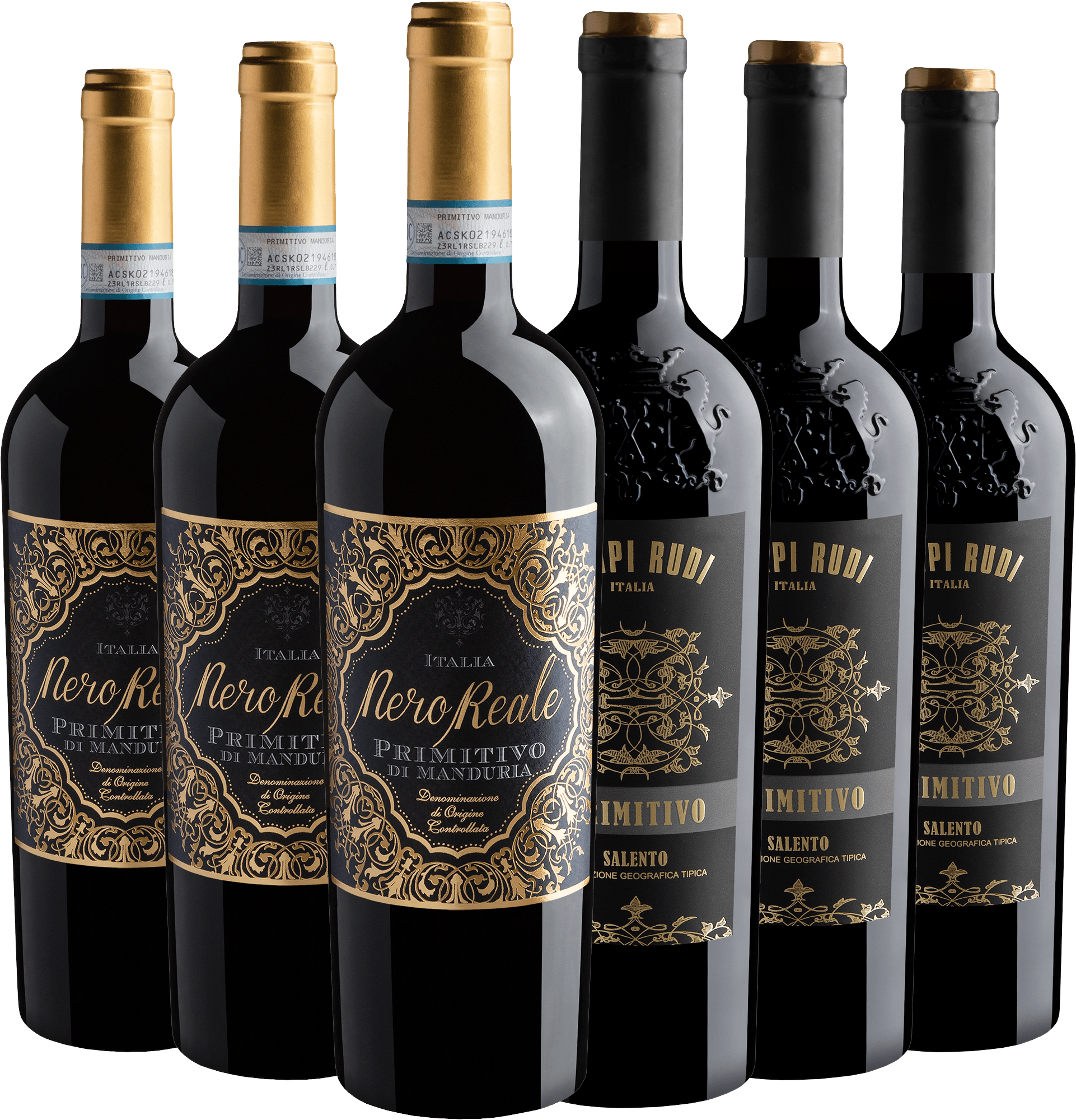 Kit Primitivo 94+ Pontos | 3 Nero Reale + 3 Campi Rudi