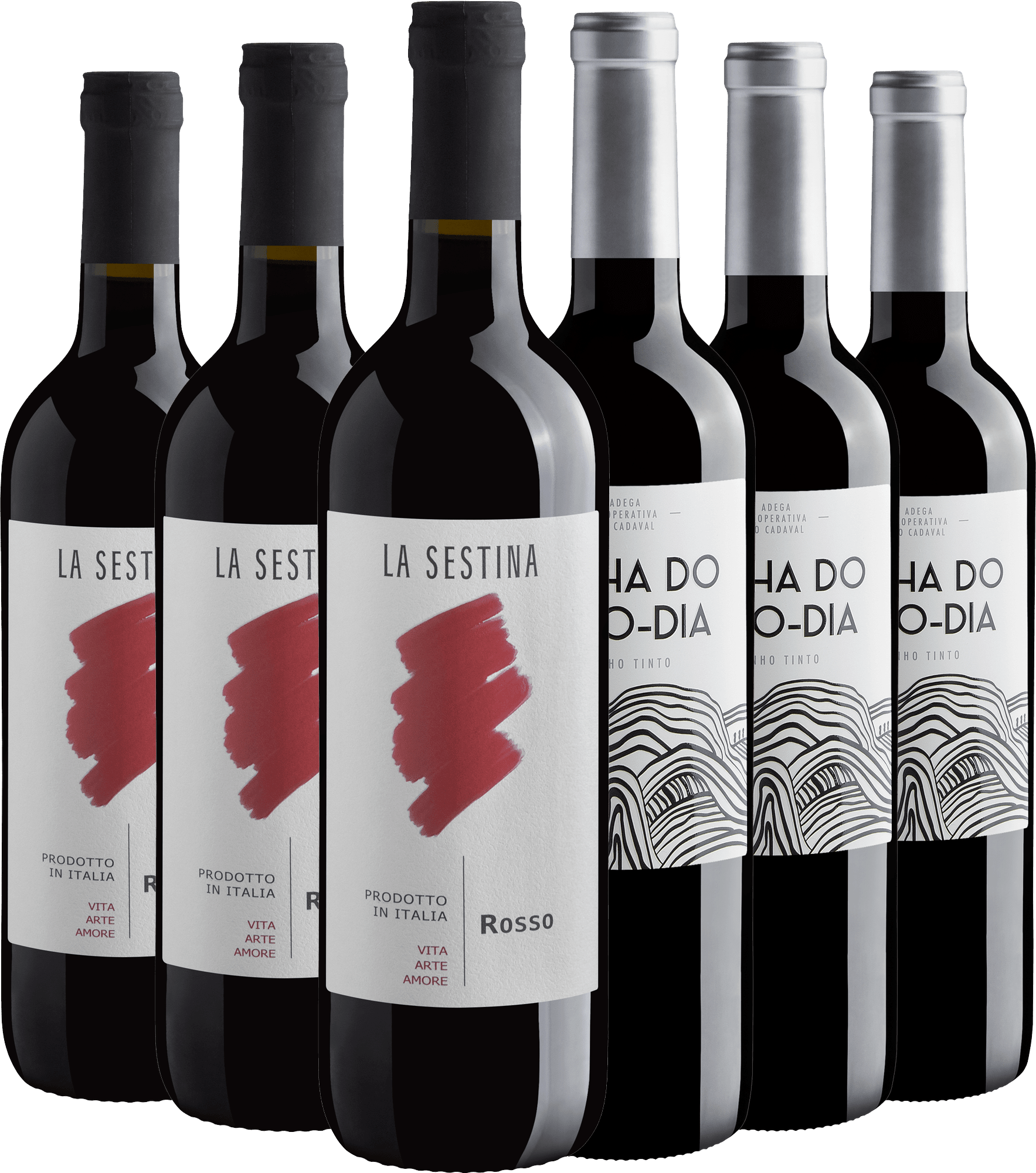Kit Itália e Portugal | 3 La Sestina Rosso + 3 Penha do Meio Dia