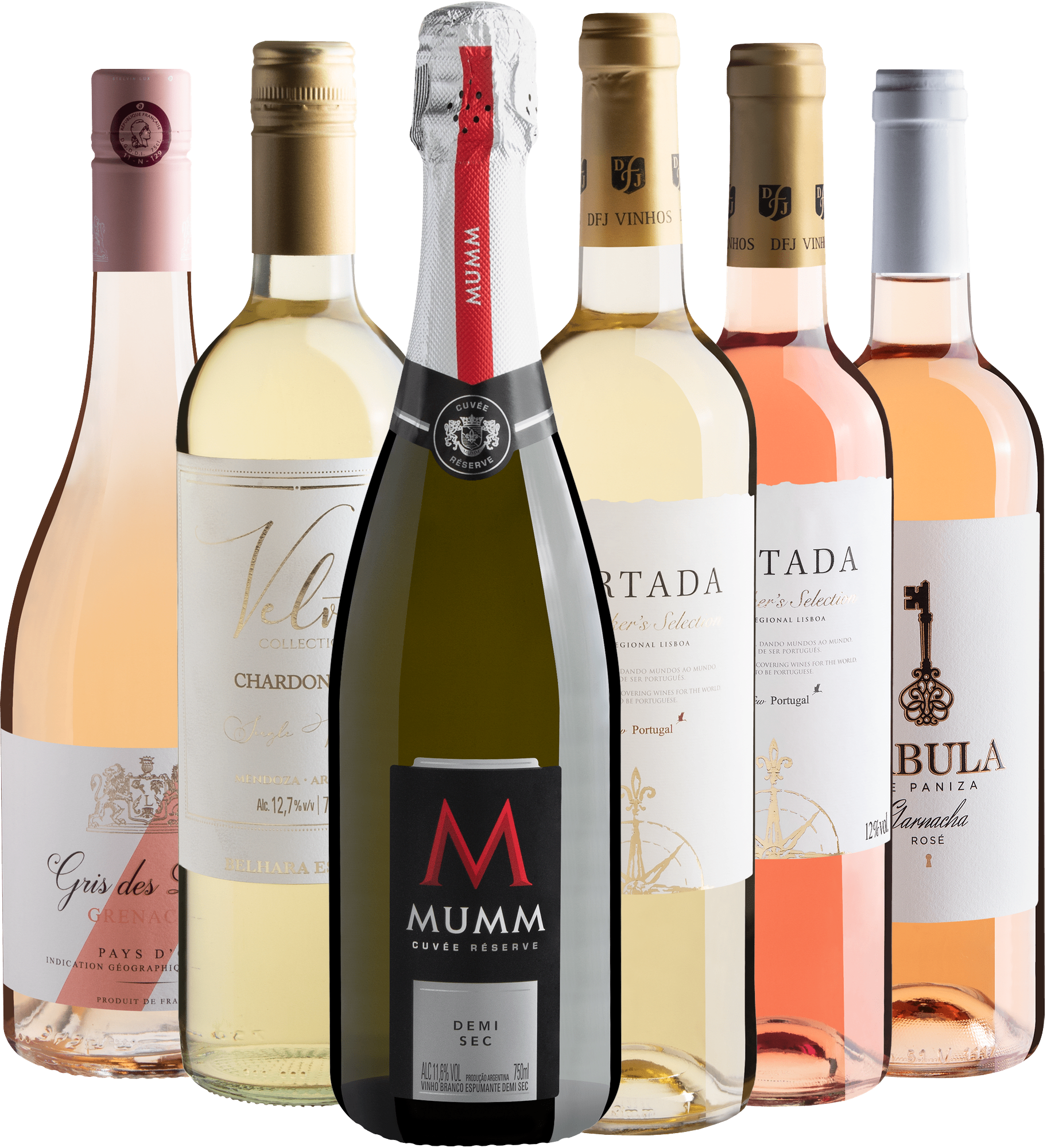 Kit 6 Vinhos Leves com Mumm Cuvée Réserve Demi Sec