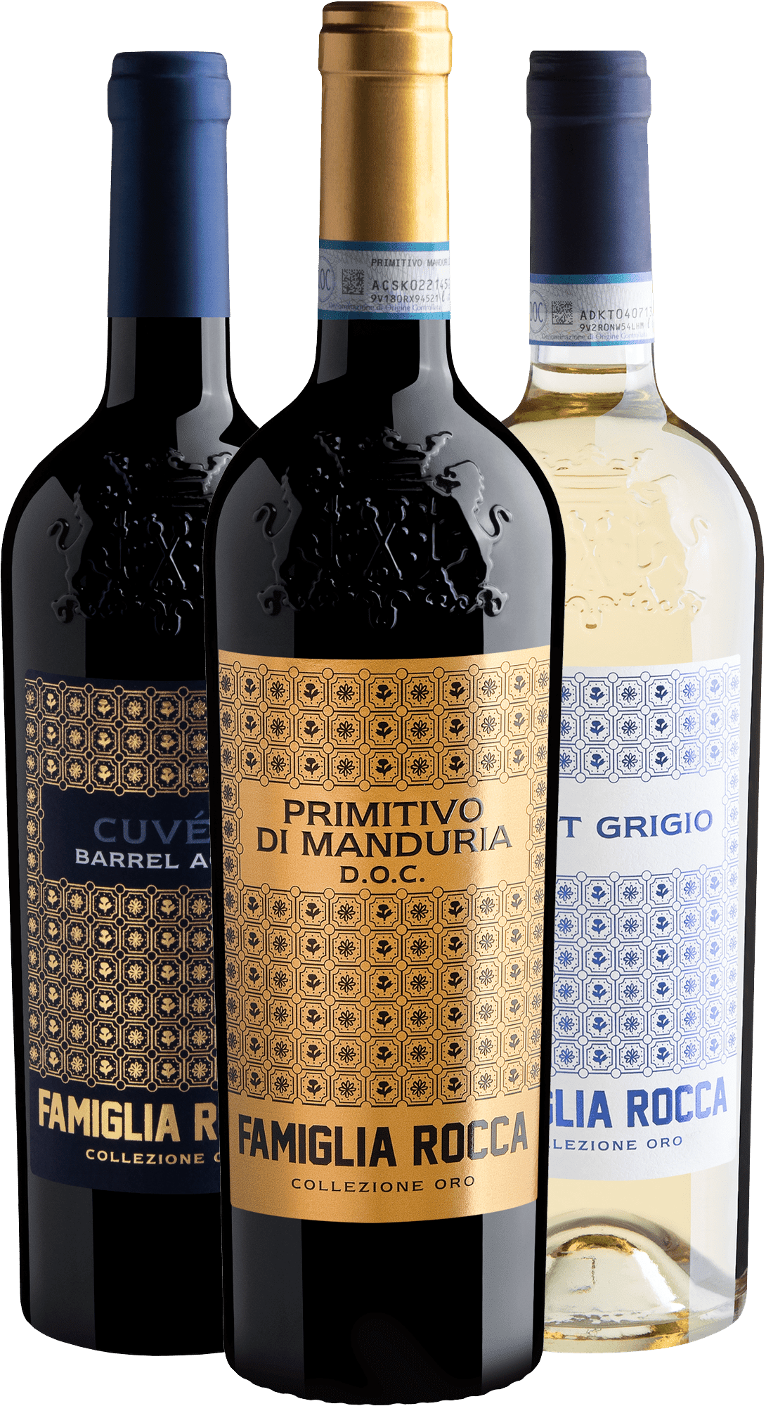 Kit Famiglia Rocca | 1 Primitivo di Manduria + 1 Rosso + 1 Pinot Grigio