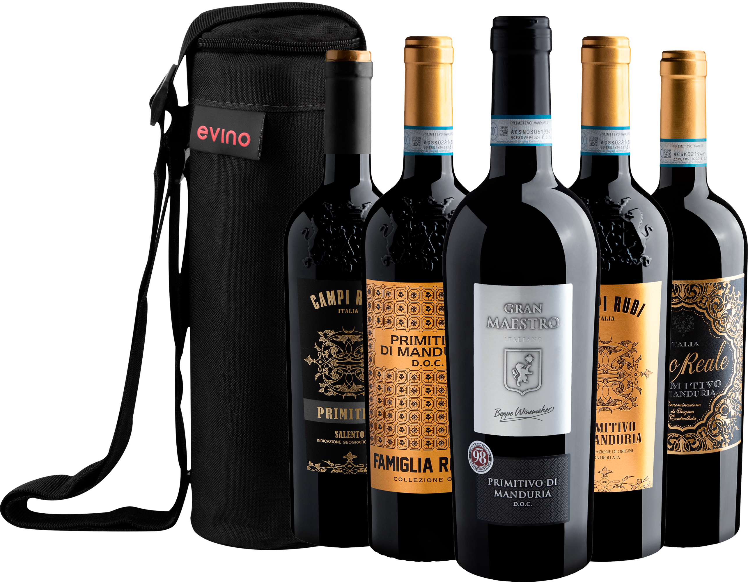 Kit 5 Primitivos 94+ Pontos + Bolsa de 1 Garrafa