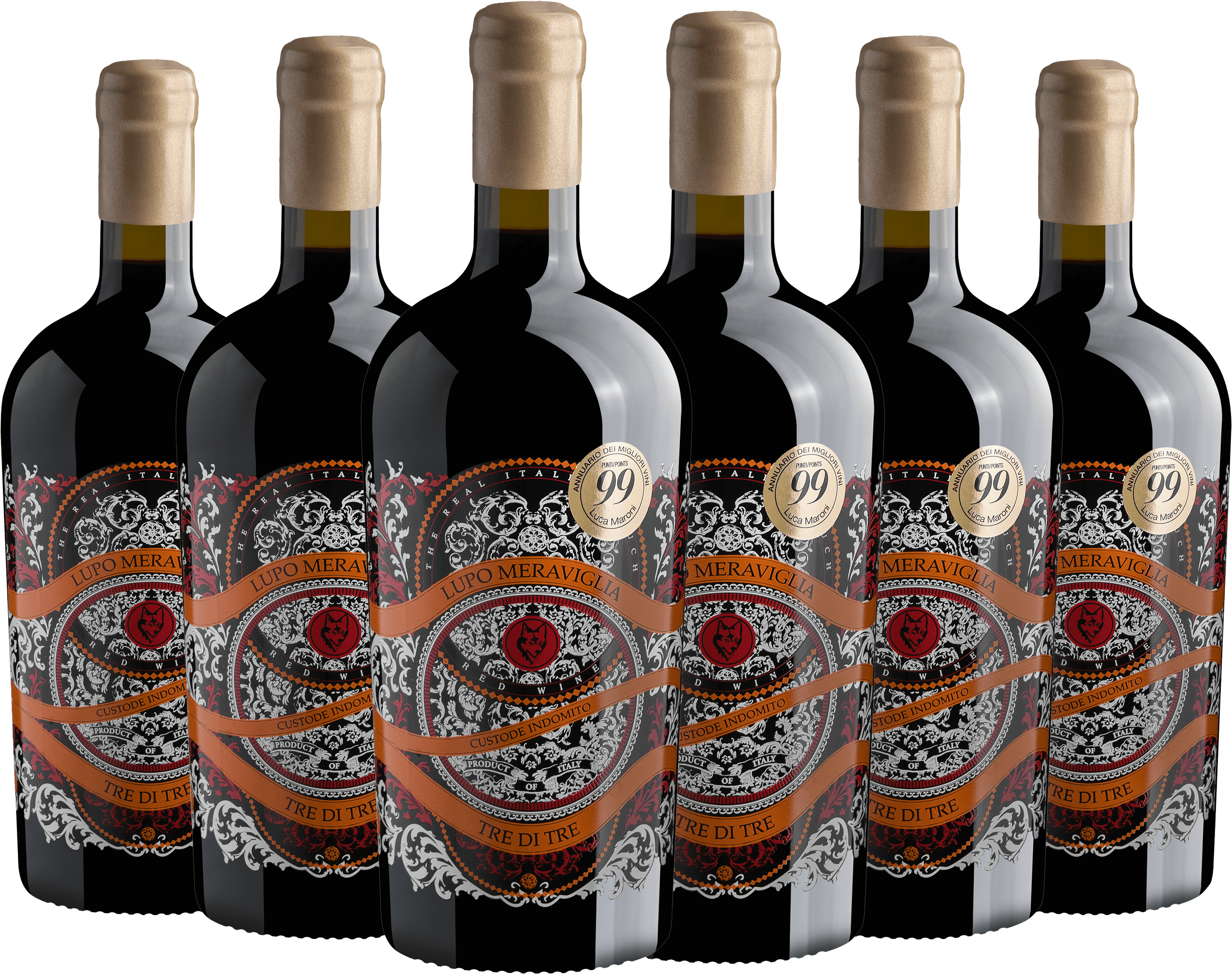 Kit 6 Lupo Meraviglia Tre di Tre Limited Edition Rosso Puglia IGT