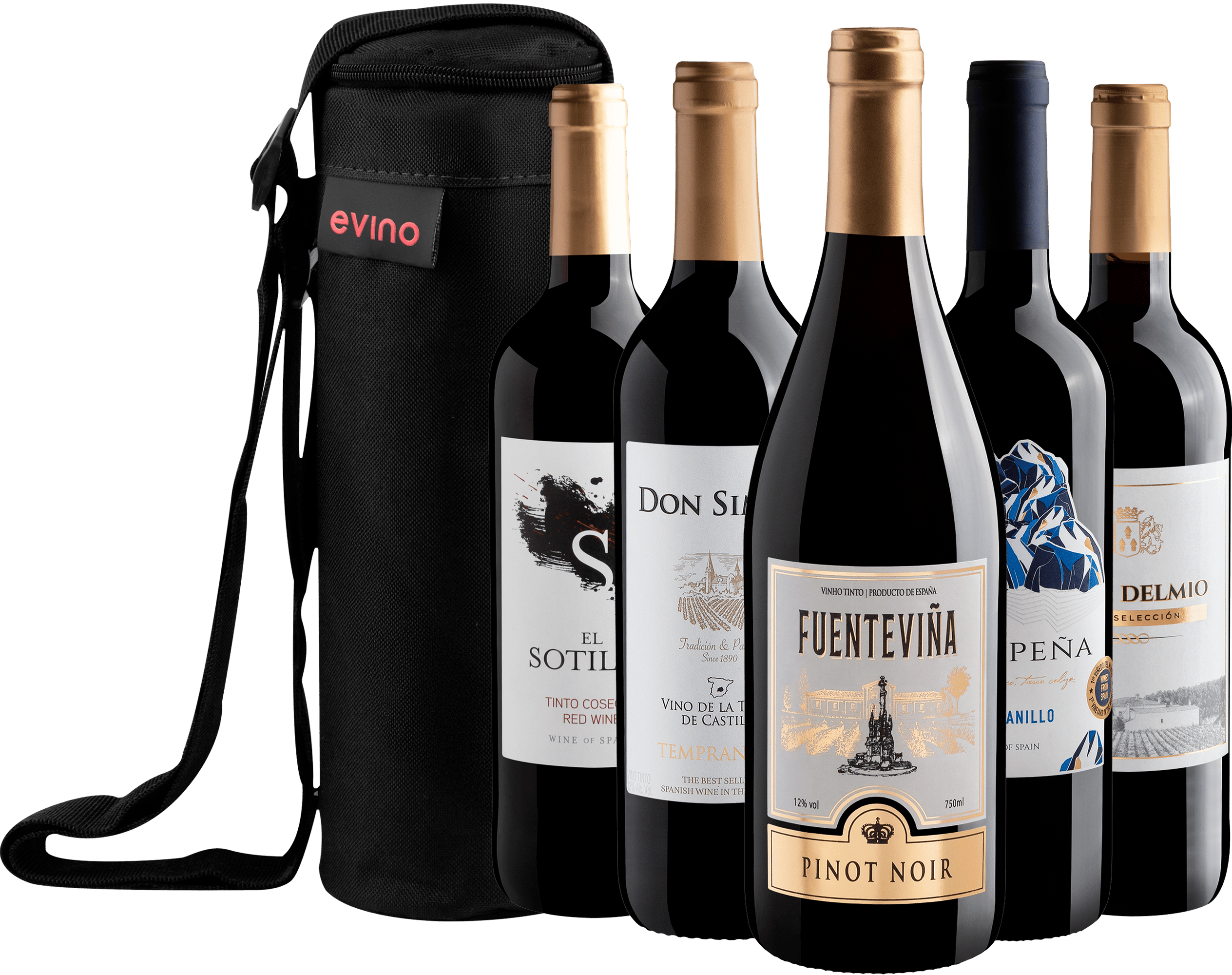 Kit 5 Espanhóis Tintos com Bolsa Exclusiva
