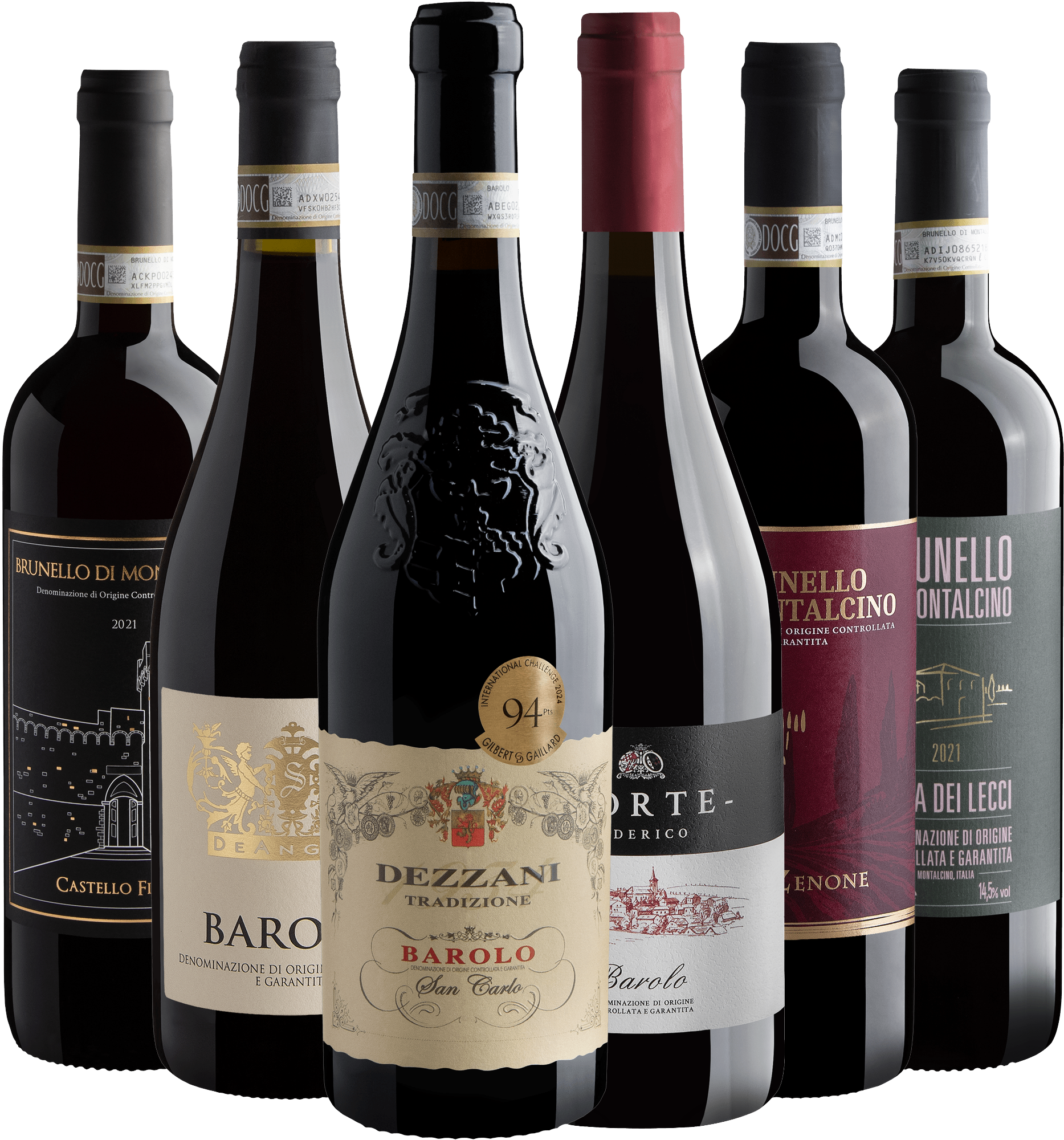 Kit 3 Barolos + 3 Brunellos de Montalcino