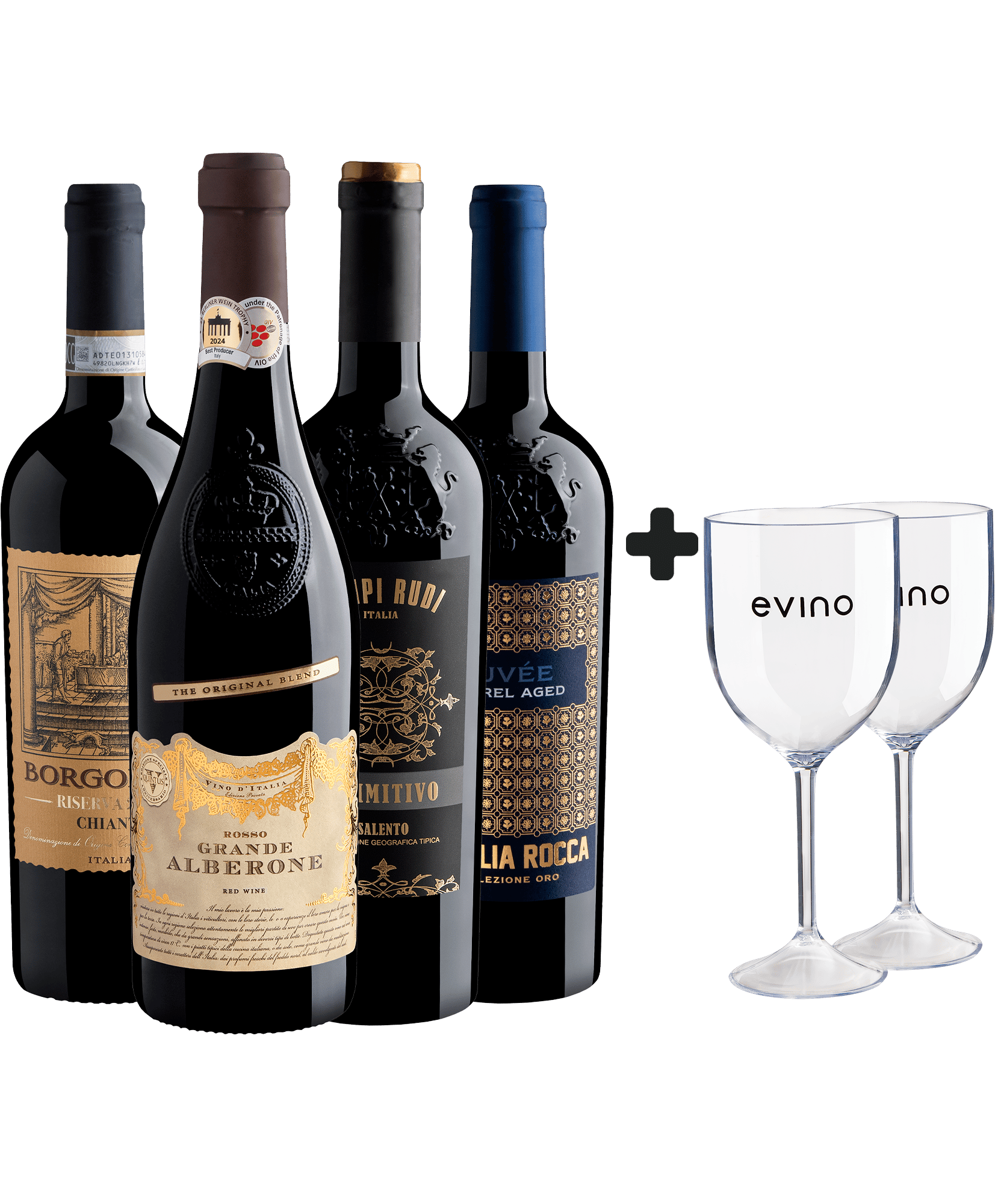 Kit 4 Italianos 95+ Pontos + 2 Taças Exclusivas