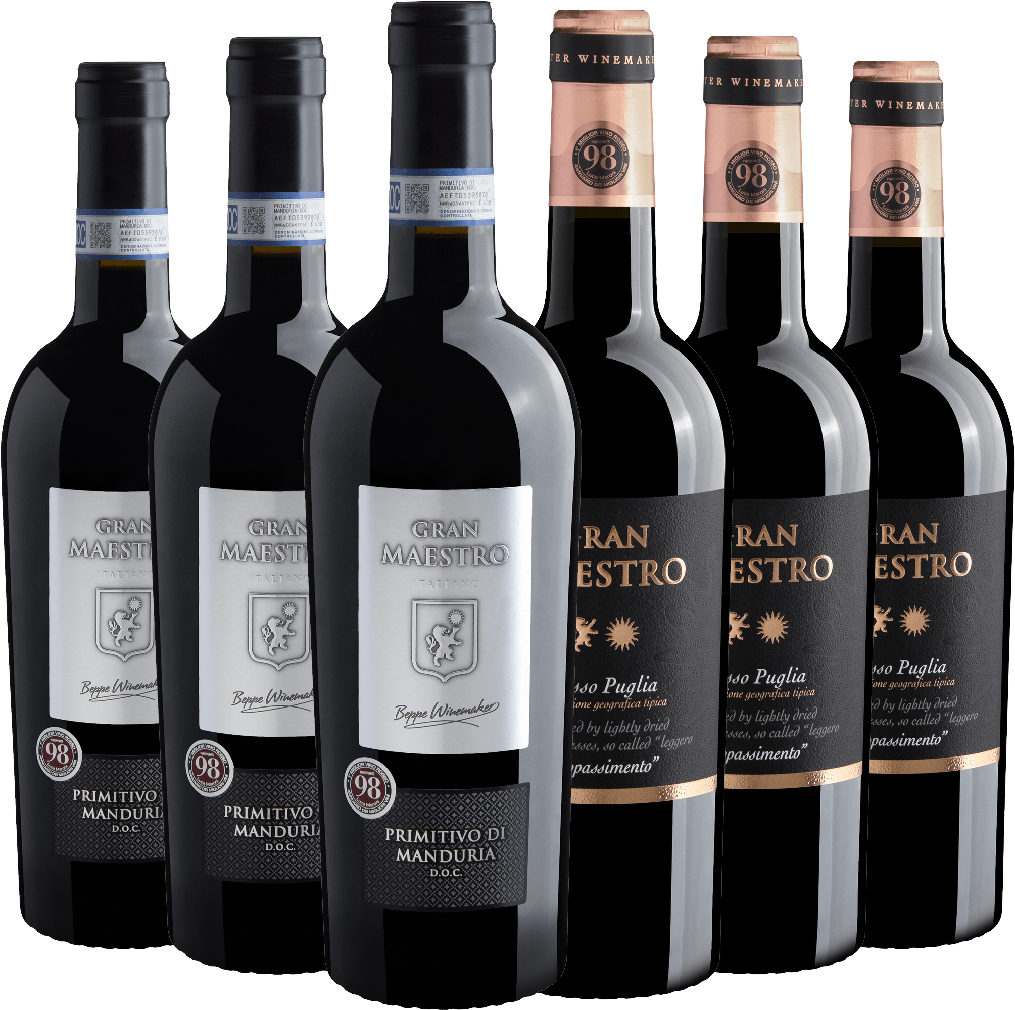 Kit Gran Maestro | 3 Primitivo di Manduria + 3 Appassimento
